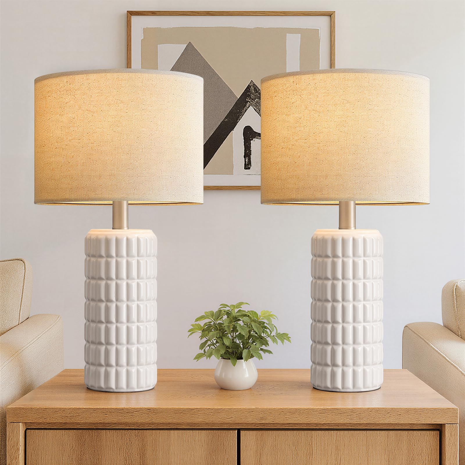 Photo 1 of Seealle Ceramic Table Lamps Set of 2, White, 23"