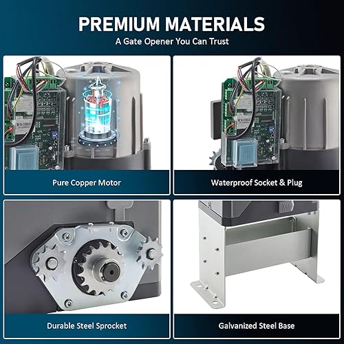 Miniatura 13 de CO-Z Abridor de puerta deslizante automático inteligente de 3300 libras con 2 controles remotos, motor de puerta deslizante de entrada eléctrica