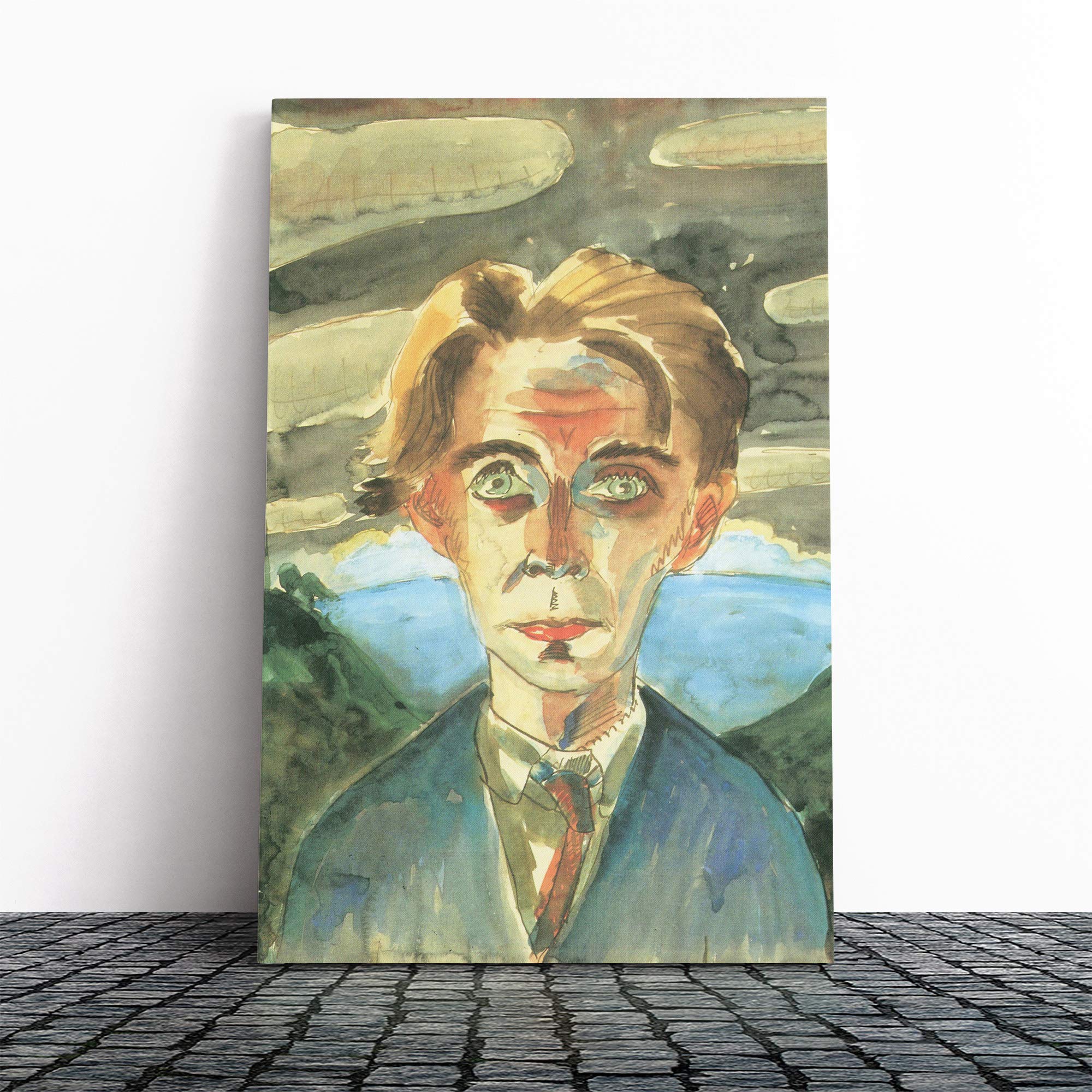 Walter Gramatte Self Portrait in Barcelona Canvas Print | Gallery Wrapped 30mm Frame Wall Art | 30x20 inches | Ready to Hang | Modern People Picture | Living Room Bedroom Lounge Office