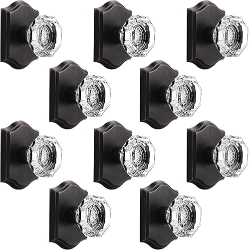 Miniatura 10 de Orger Pomos de puerta de cristal para interior de guardarropapuerta francesa, pomos decorativos inactivos individuales que no giran para un solo