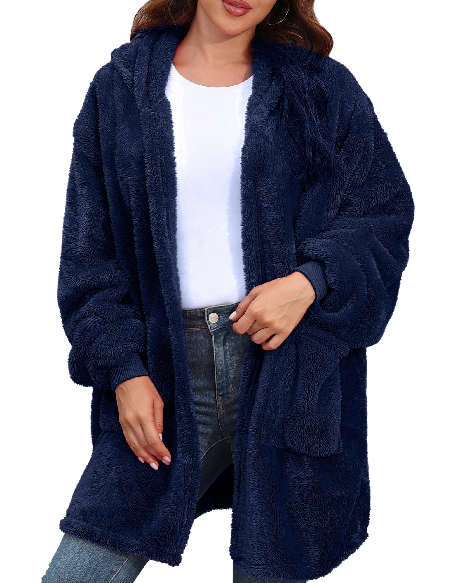 ArgstarHooded Cardigan for Women and Men, Oversized Sweatshirt Fuzzy Fleece Blanket Hoodie Jacket - One Size Fits AllOEKO-TEX STANDARD 100