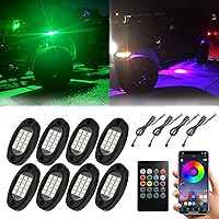 Vista 6 de SUNPIE Rock Lights, 6 cápsulas RGB LED Rock Lights Underglow kit con aplicación/control remoto y modo de música, kit de luz subterránea impermeable