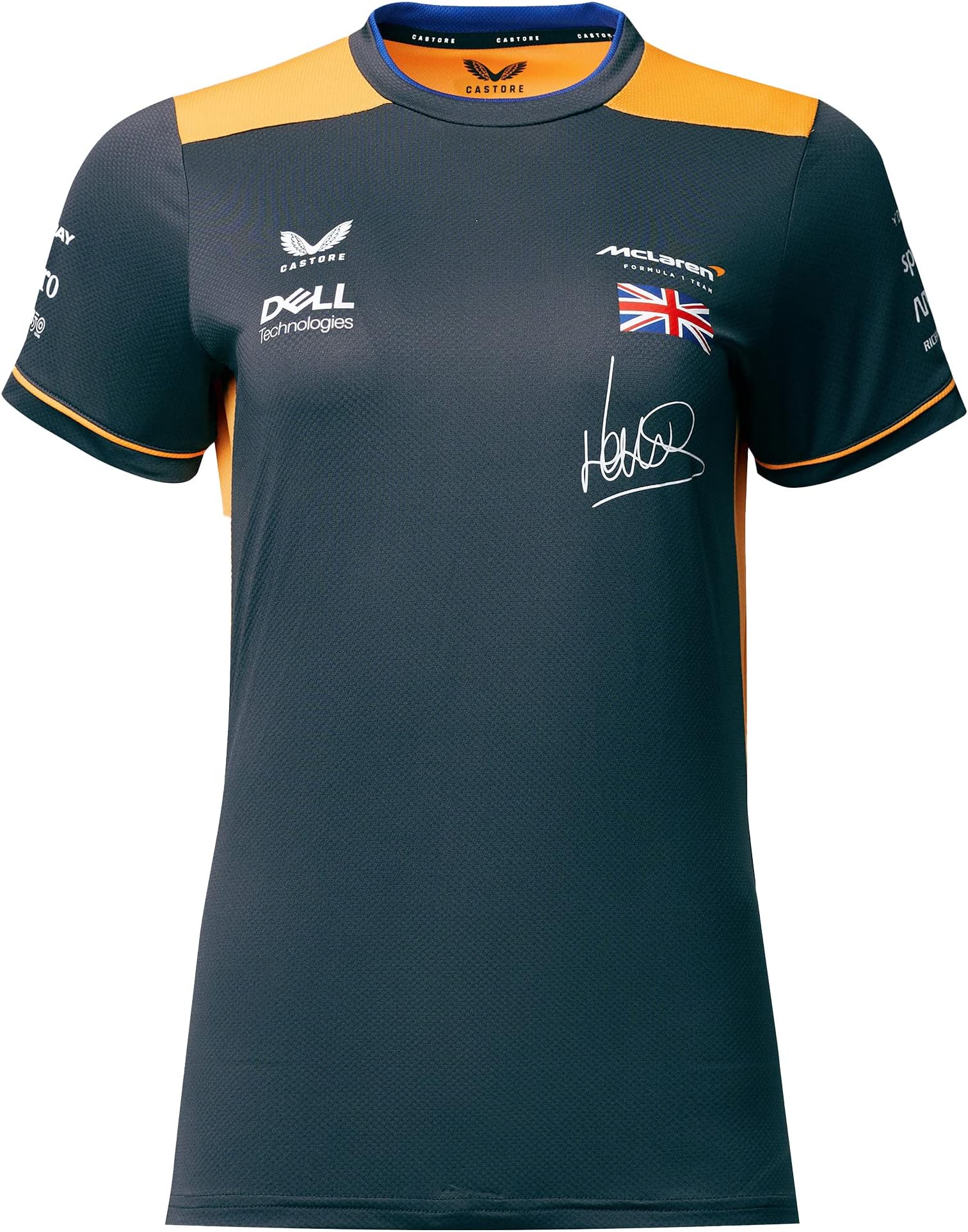McLaren F1 Women's 2022 Lando Norris Team Replica Set Up T-Shirt, Dark Grey, 14