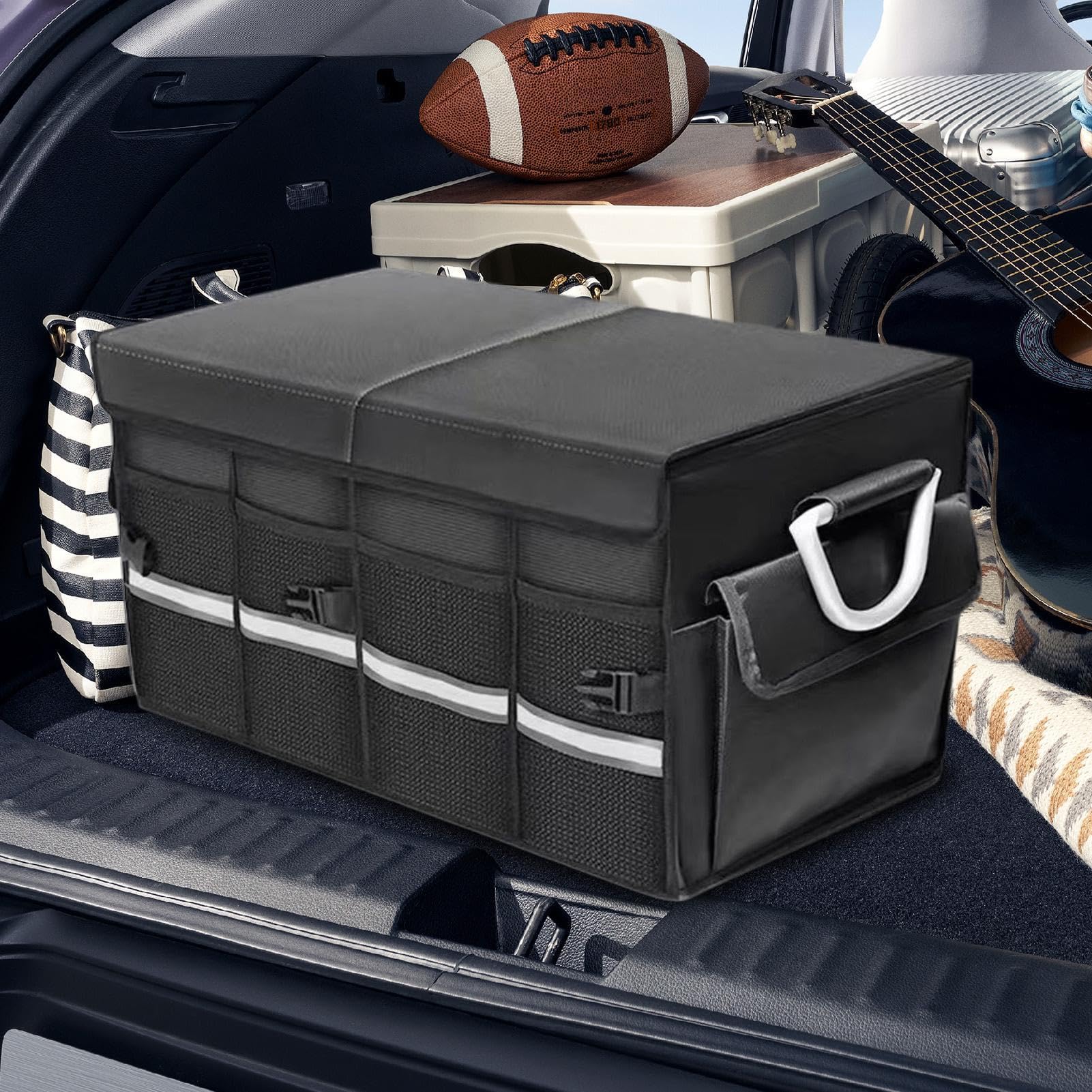 Portaoggetti Per Bagagliaio Organizzazione Pieghevole Multi Scomparti | Organizzatore Auto Bagagliaio Carico Camion Berlina SUV E Altri Veicoli Viaggi Su Strada Must-Have Unisex Spesa Carico Attre