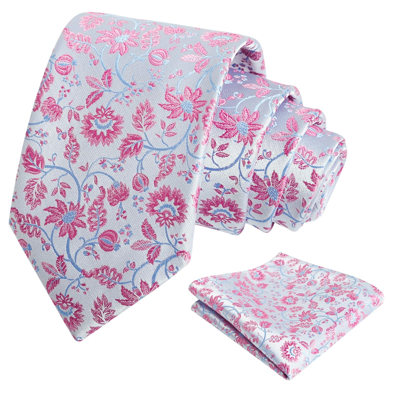 Alizeal Mens 3.15inches Leaf Flower Pattern Tie Set