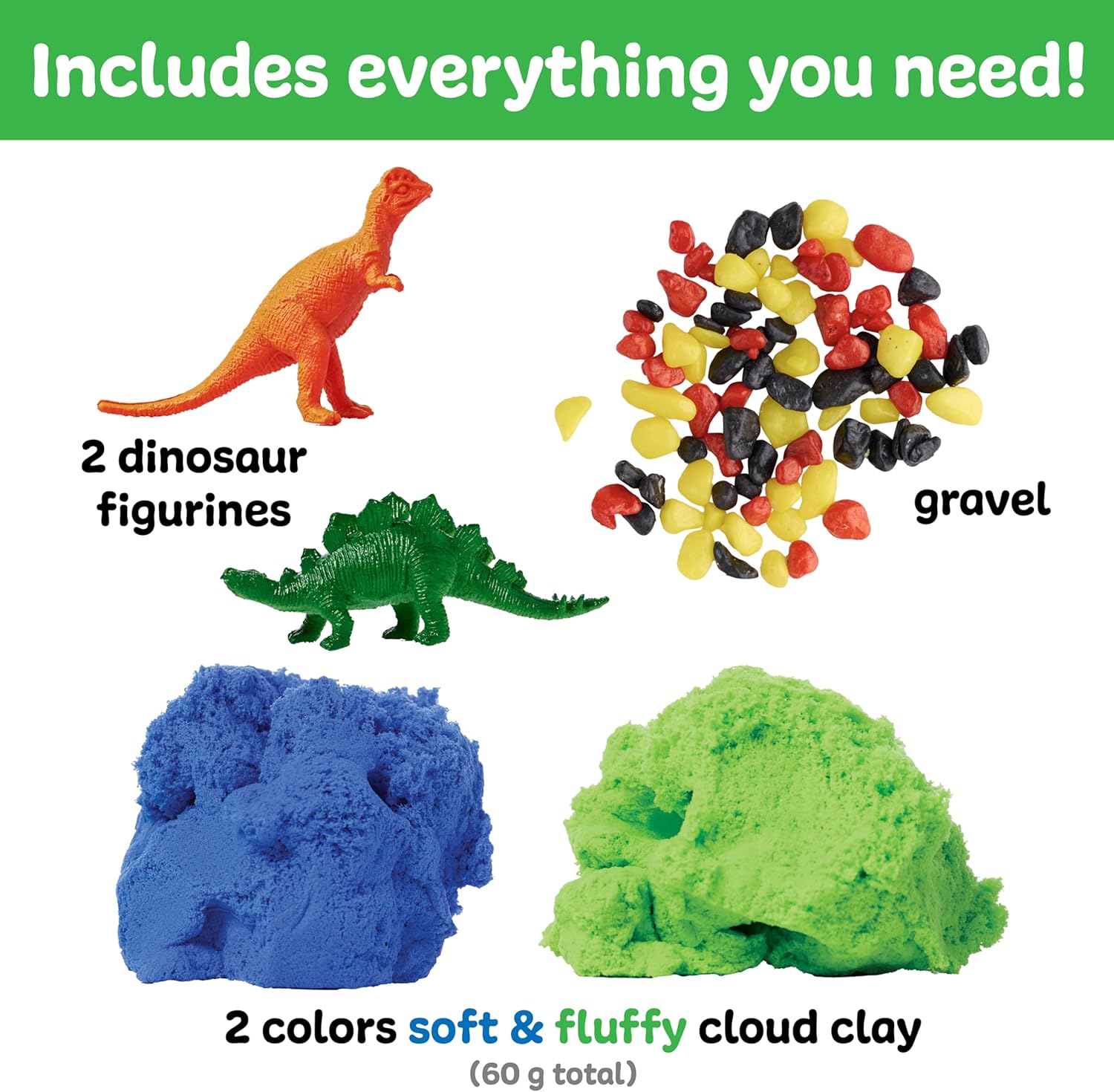 Creativity for Kids Sensory Minis Dinosaur Kit | Cloud Clay Sensory Toy for Toddlers | Squish, Scoop & Discover Dinosaur Figures | Spring Crafts for Travel Activities (Ages 3+)
