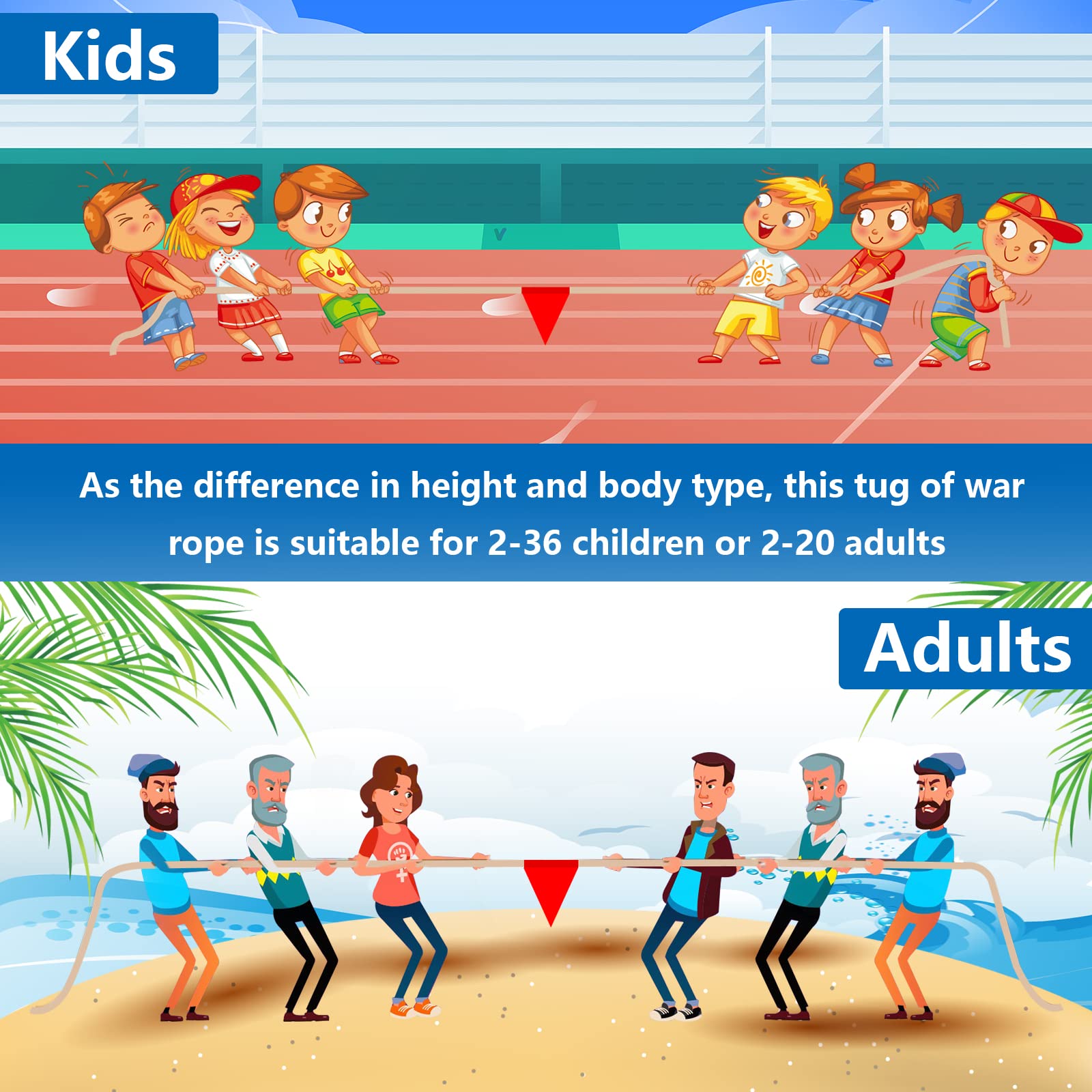 CWLAKON Corde à tirer pour jeux de plein air pour enfants et adultes