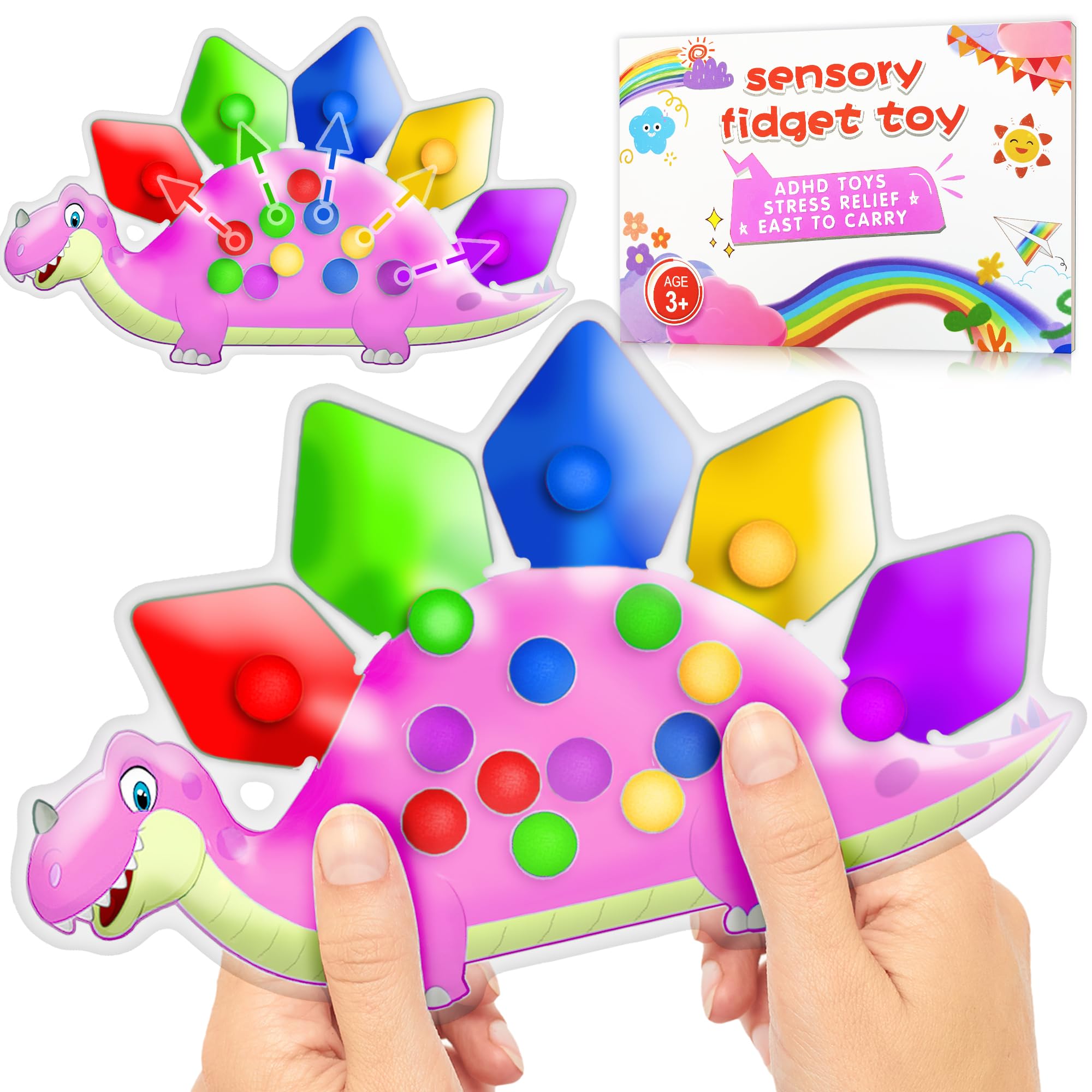 UIIOPJIOM Dinosaur Color Sorting Sensory Toys, Montessori Toys for Toddler Fine Motor Skill Game Learning Activities Quiet Calm Down Fidgets for Classroom Stocking Stuffers for 3 4 5 Year Old Kid