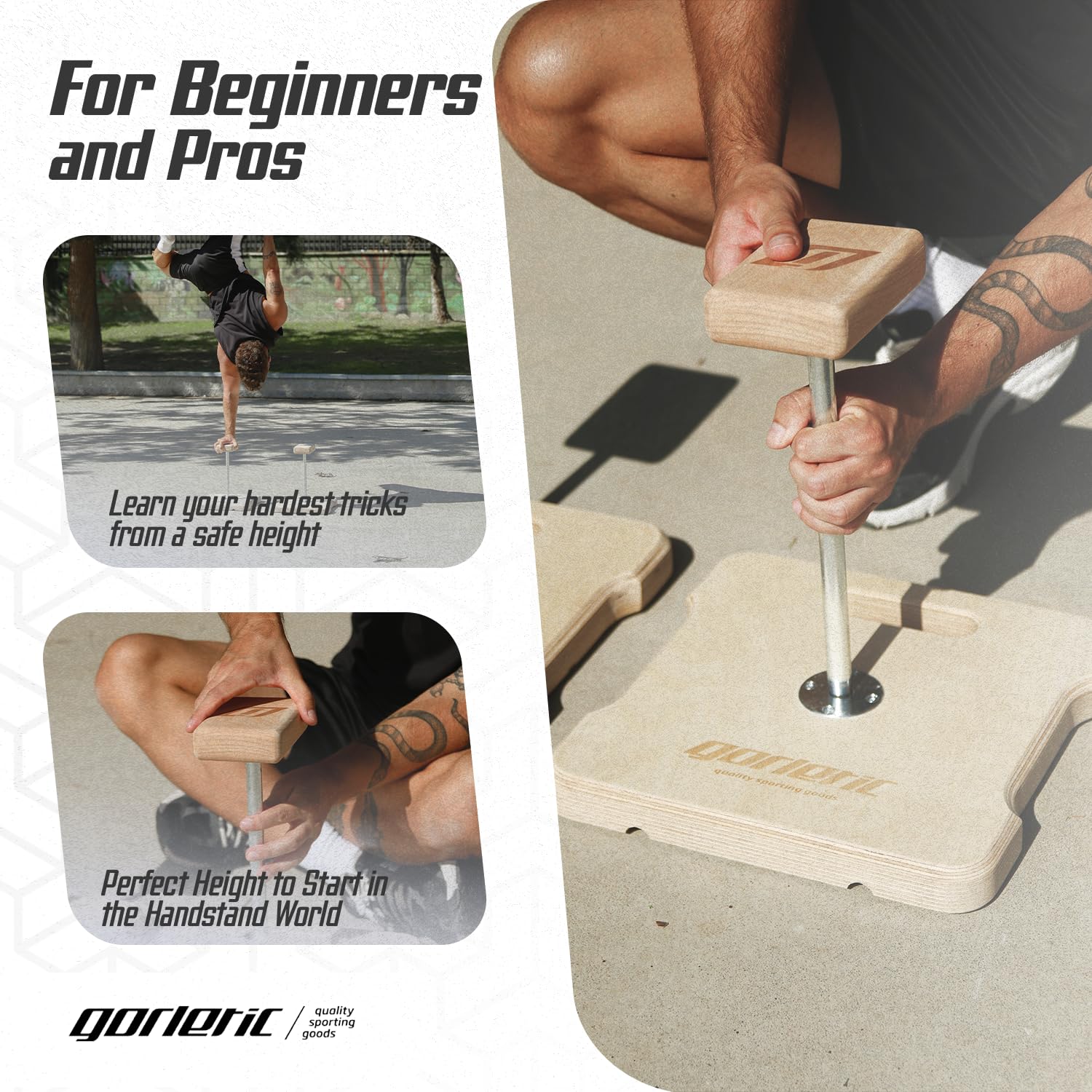 Gorletic - Canes COMPACT, BalanceBlocks, Bastones para equilibrio de Handstand, Altura 33cm