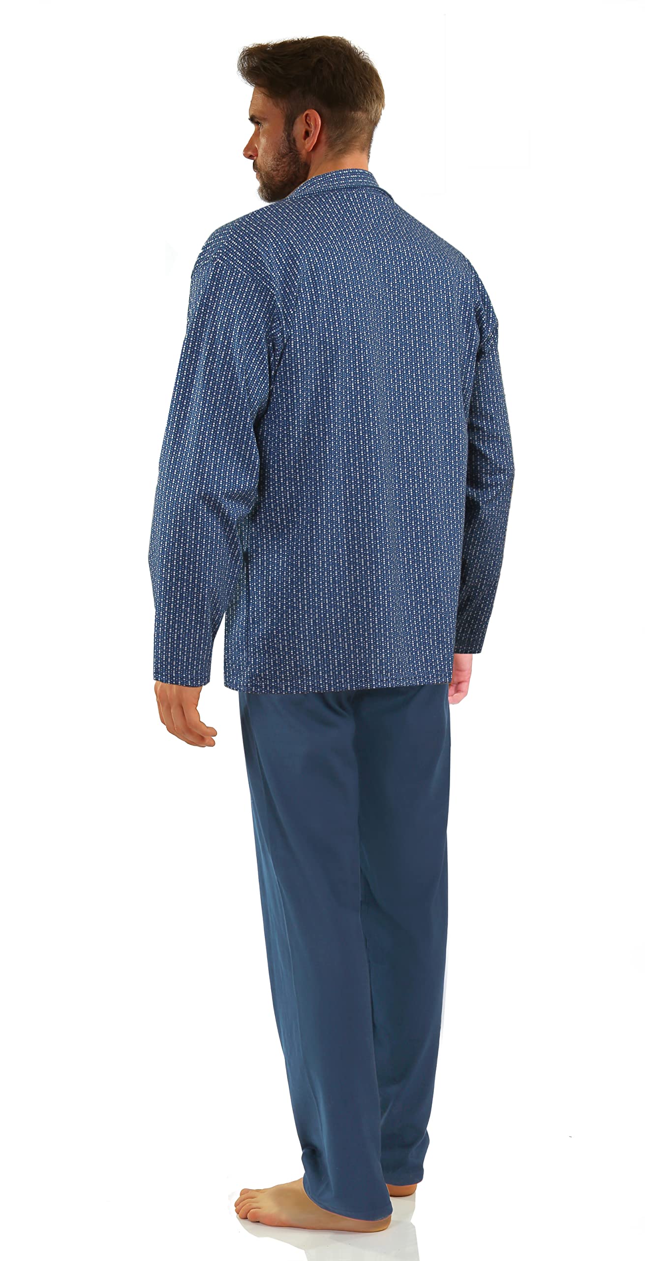 sesto senso Elegante Pigiama Uomo Bottoni 100% Cotone Set Maniche Lunghe Pantalone Lungo