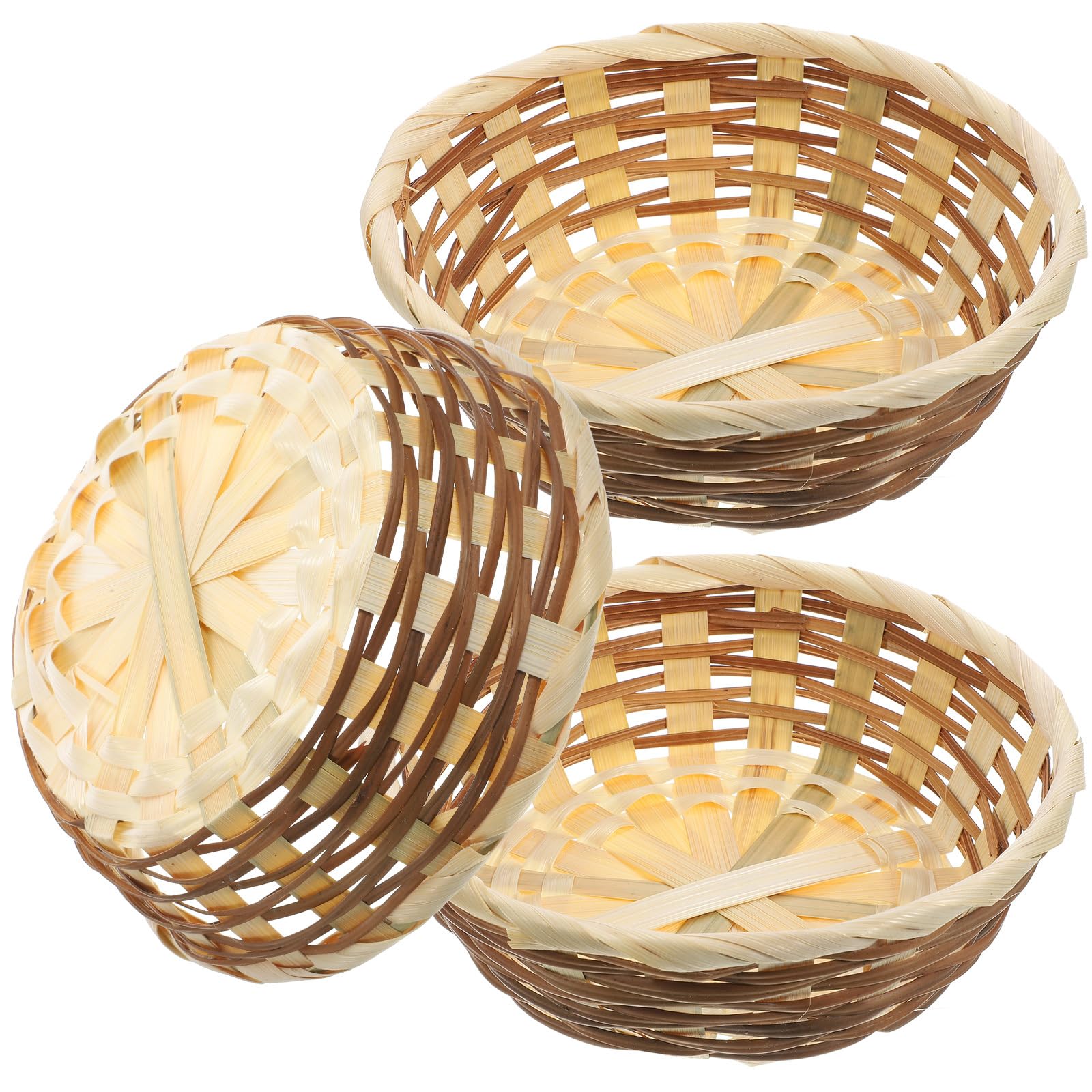 Unomor 6 Pcs Woven Basket Decor for Coffee Table Egg Trays for Deviled Eggs Woven Storage Bins Small Wall Baskets Handmade Bread Basket Straw Basket Bamboo Dining Table Storage Basket