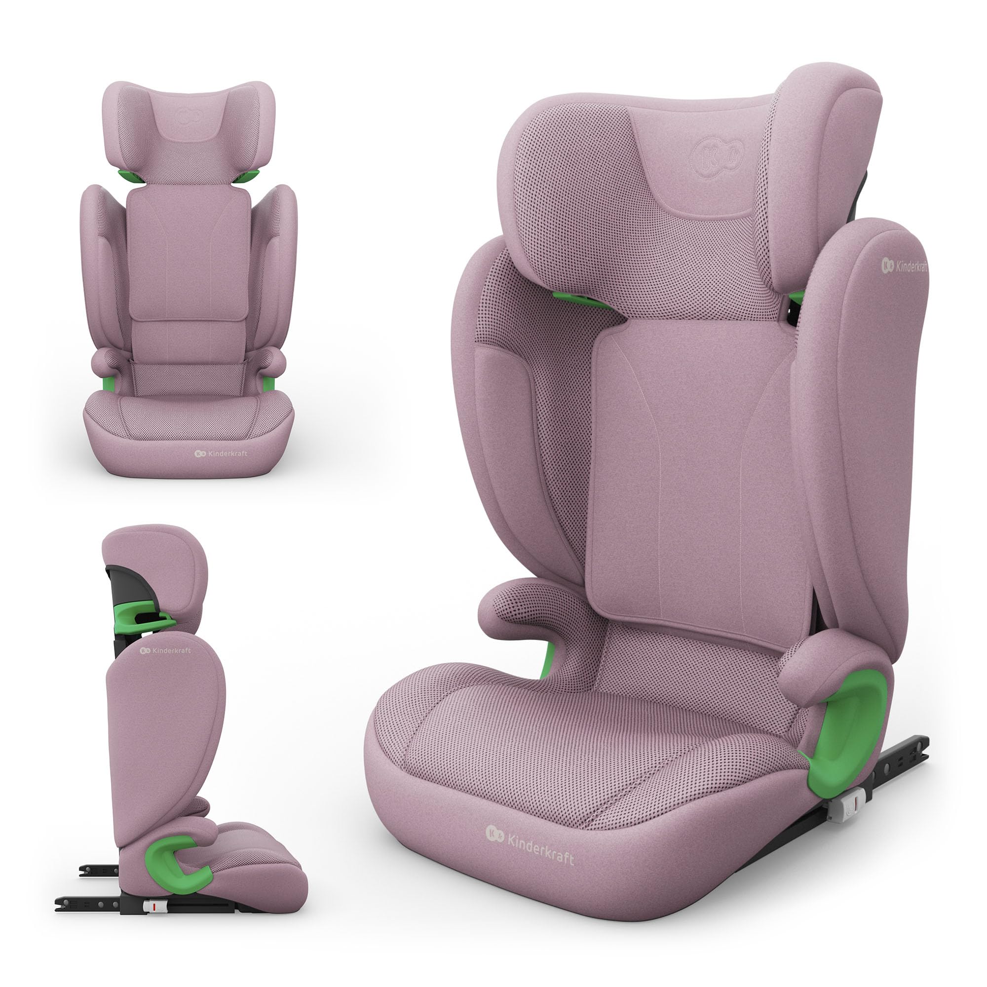 Kinderkraft JUNIOR FIX2 PRO I-SIZE Seggiolino auto 15-36 kg, Gruppo 2-3, 100-150 cm, con Isofix, Poggiatesta regolabile, Sistemi di sicurezza, Leggero Facile da trasportare, Facile da pulire, Rosa