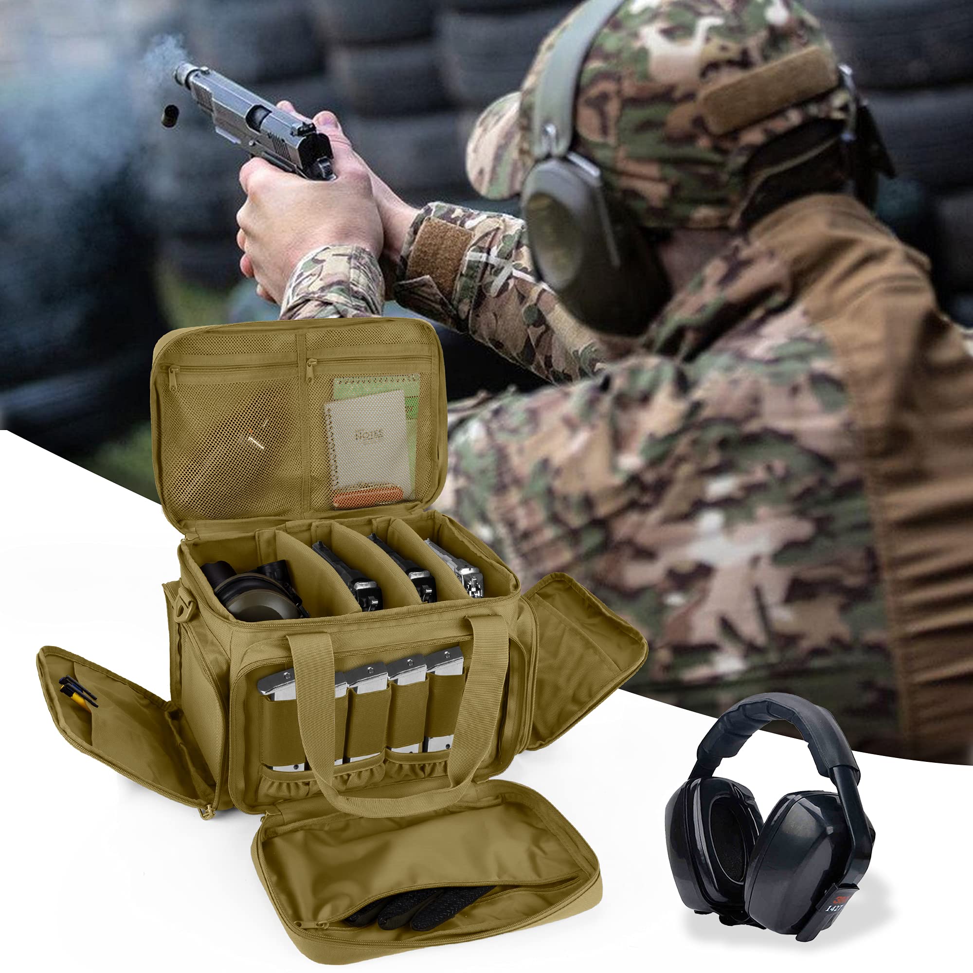 Buy DSLEAF Tactical Gun Range Bag for 4 Handguns, Pistol Shooting Range