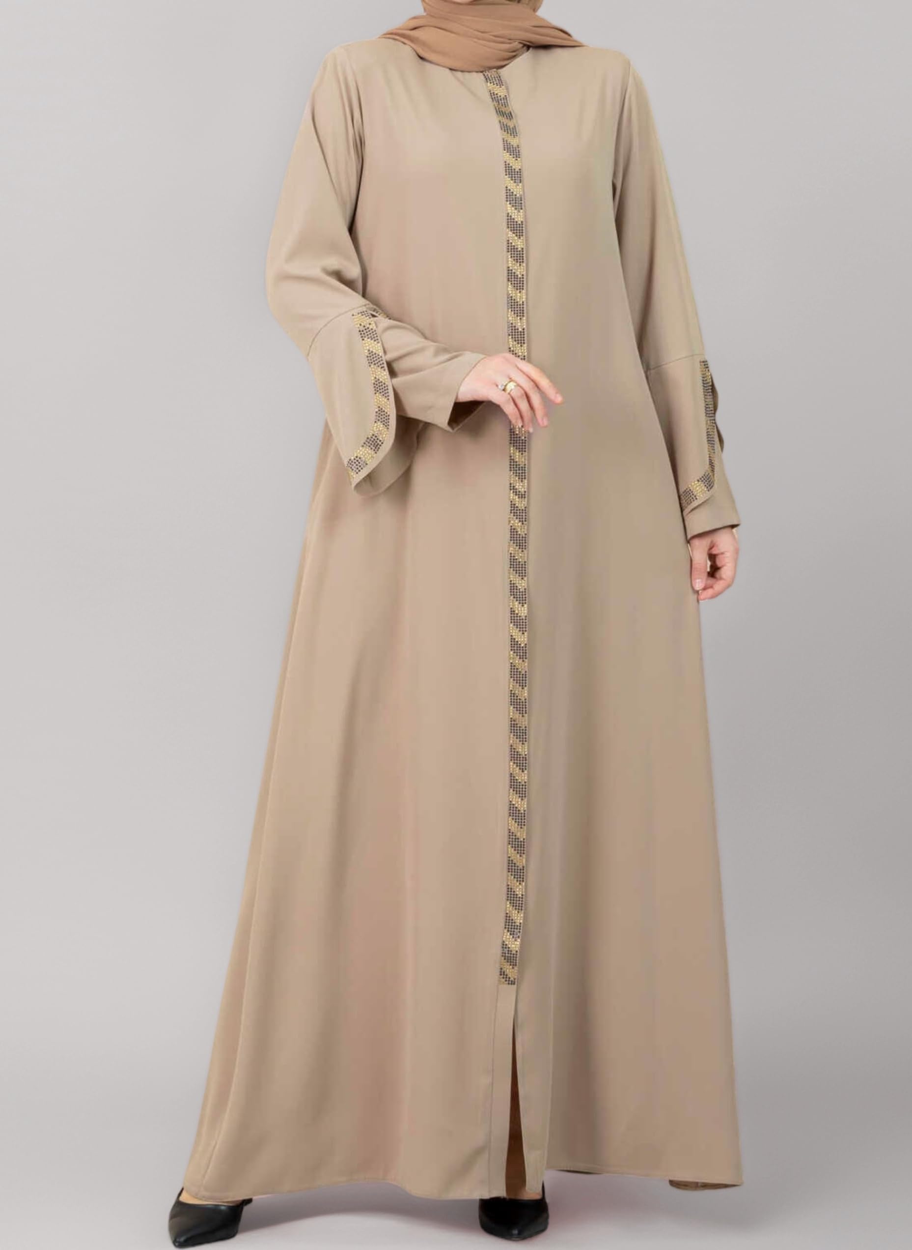 istanbul styles Women's Abaya Long Sleeve Open Quarry Floor Length Zipper Floor Length Turkish Islamic Fashion
