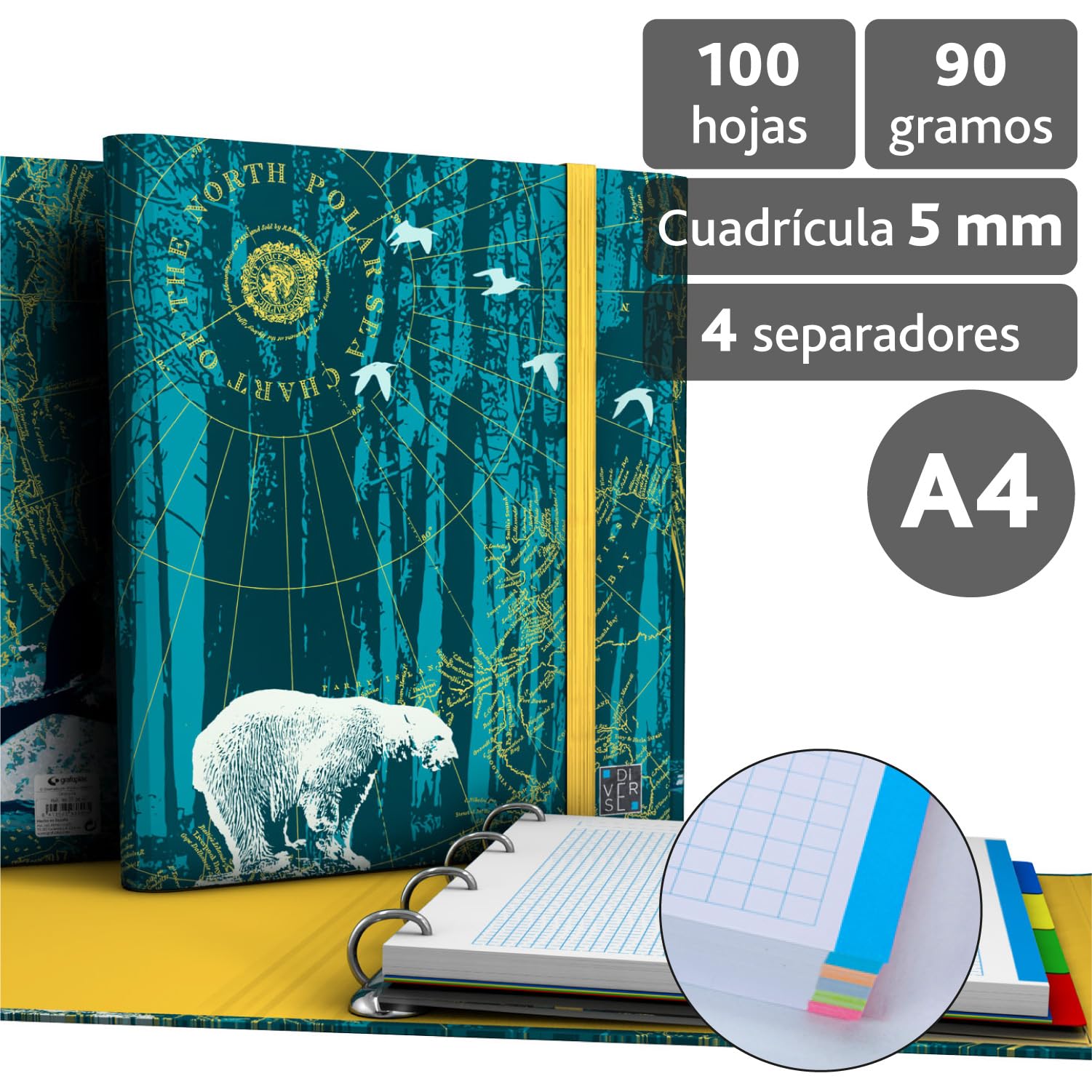 Fogli Divisori Per Raccoglitore Ad Anelli A4 Ricambio Raccoglitori Anelli  Grafoplás 88212649 Raccoglitore 4 Anelli Con Elastico, A4, Chiusura A  Gomma, Include Ricambio E Separatori Raccoglitore Ad Anelli A4 Raccoglitore  Ad Anelli, image size:1501x1501