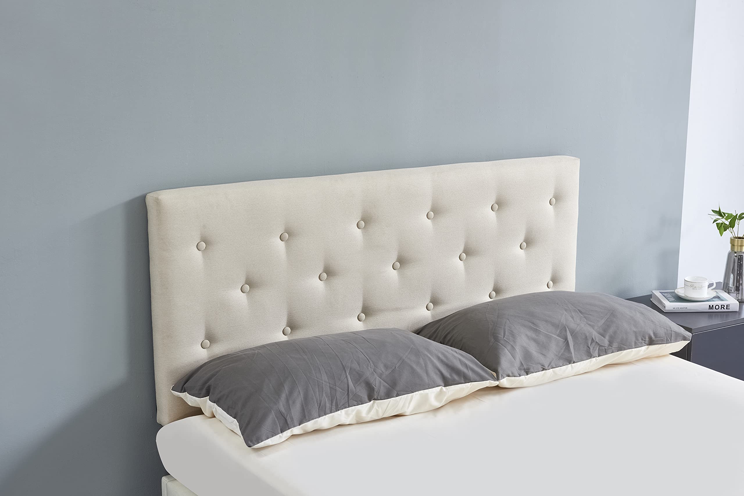 NOVEMBER Tête de lit Deco, capitonnée Tissu Blanc, L'épaisseur Totale de 8 cm (160 x 100 cm)