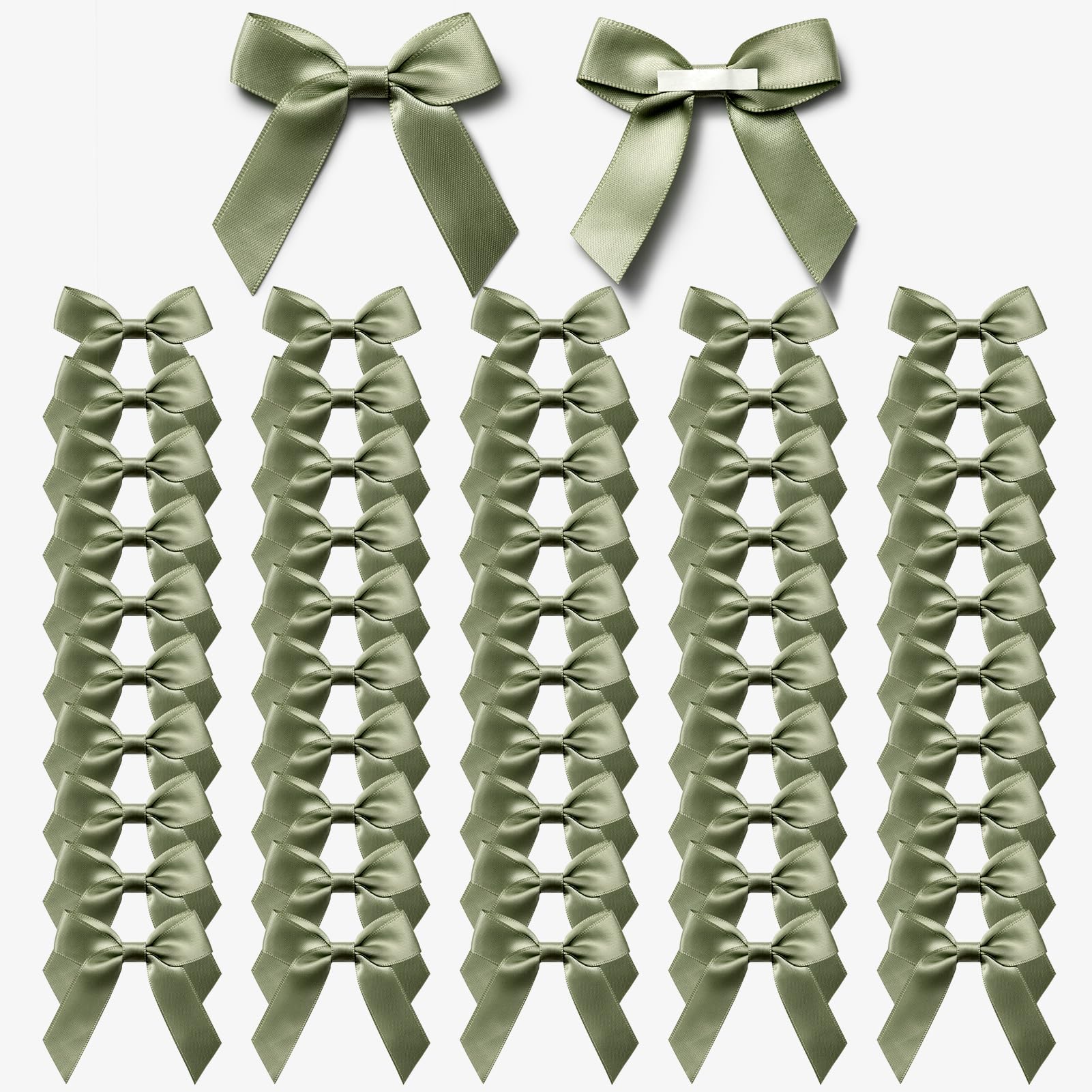 MORSUNBELA Fiocchi decorativi per matrimonio, autoadesivi, mini fiocco, 50 pezzi, verde salvia scuro