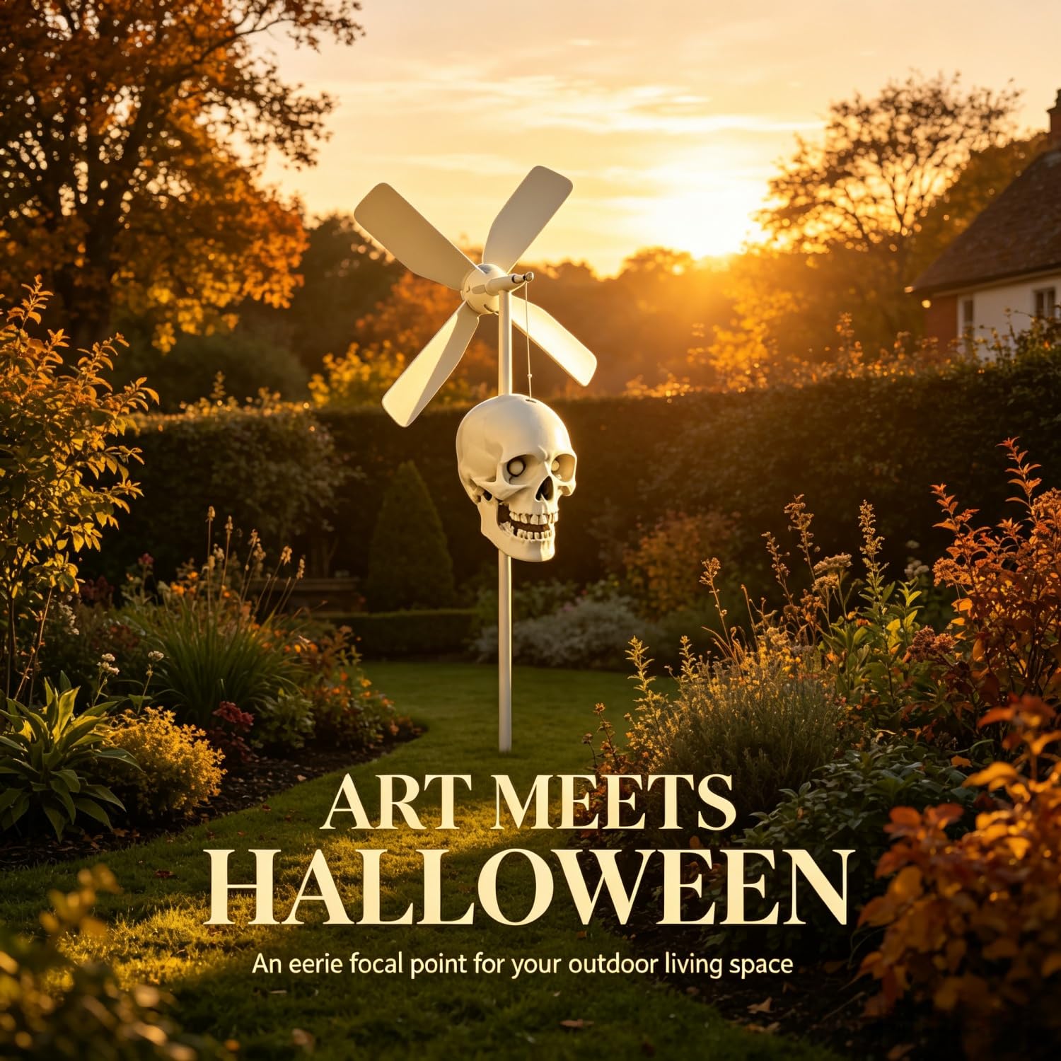 Totenkopf-Windmühle, Halloween-Dekoration – Totenkopf-Windspiel, Outdoor-Gartendekoration, Terrasse, Rasen und Innendekoration für gruselige saisonale Displays