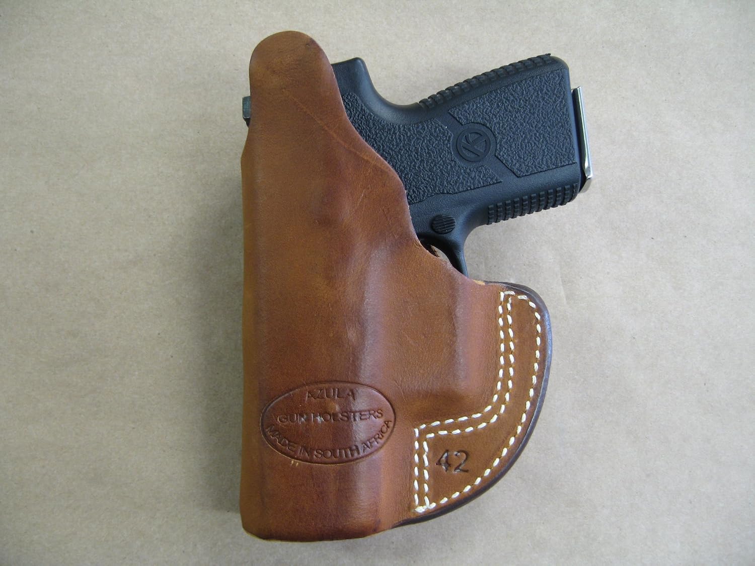 Azula Gun Holsters Kahr PM9, CM9, MK9 IWB Molded Leather Inside Waistband Concealed Carry Holster TAN RH