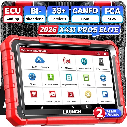 Launch X431 PROS Elite (2026 New Model) Bidirectional ECU Coding Active Tests Scan Tool, 38+ Resets Full System Obd2 Scanner Diagnostic Tool, CAN FD DoIP FCA SGW, V.A.G Guided, 2-Year Update