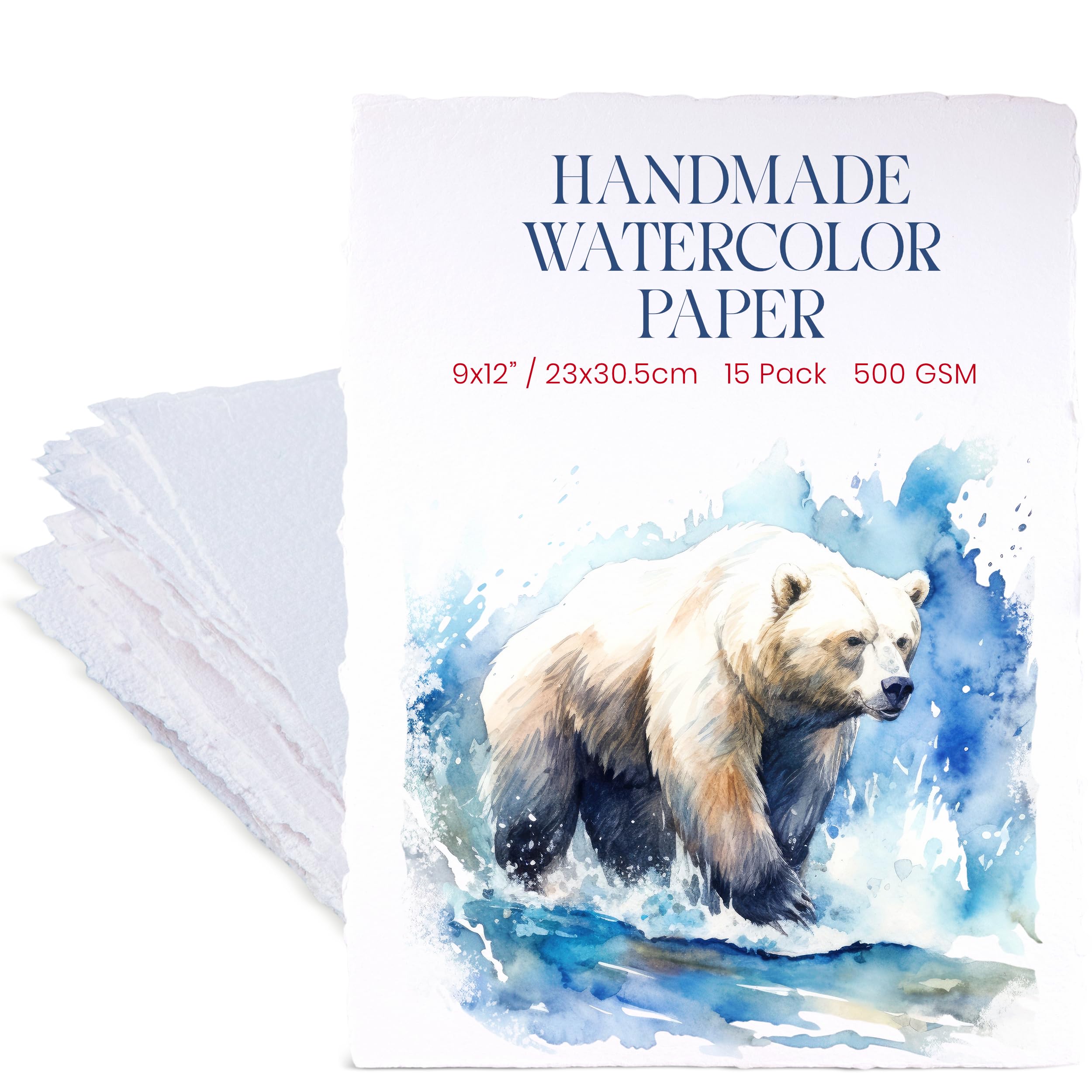 Wanderings Thick Handmade Watercolor Paper with Deckled Edge, 23 x 30.5 cm - Image 2