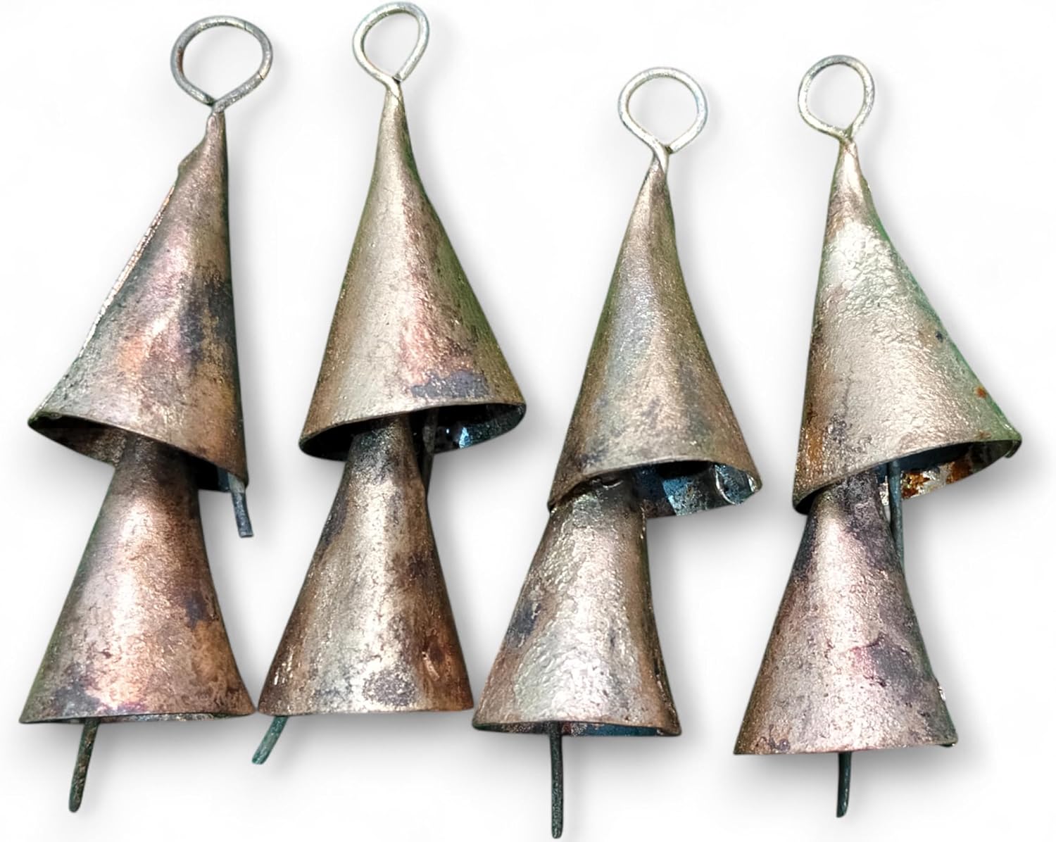 Mango Gifts Rustic Iron Metal Vintage Cone Bells, Bells for Wind Chimes, Small Bells for Crafts, mini Cow Bells Set of 100 Pieces 1.75" Inch