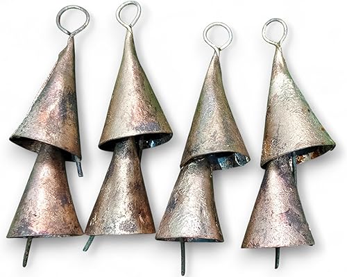 Miniatura 2 de Mango Gifts Campanas de cono vintage de hierro rústico, campanas para campanas de viento, campanas pequeñas para manualidades, mini campanas de