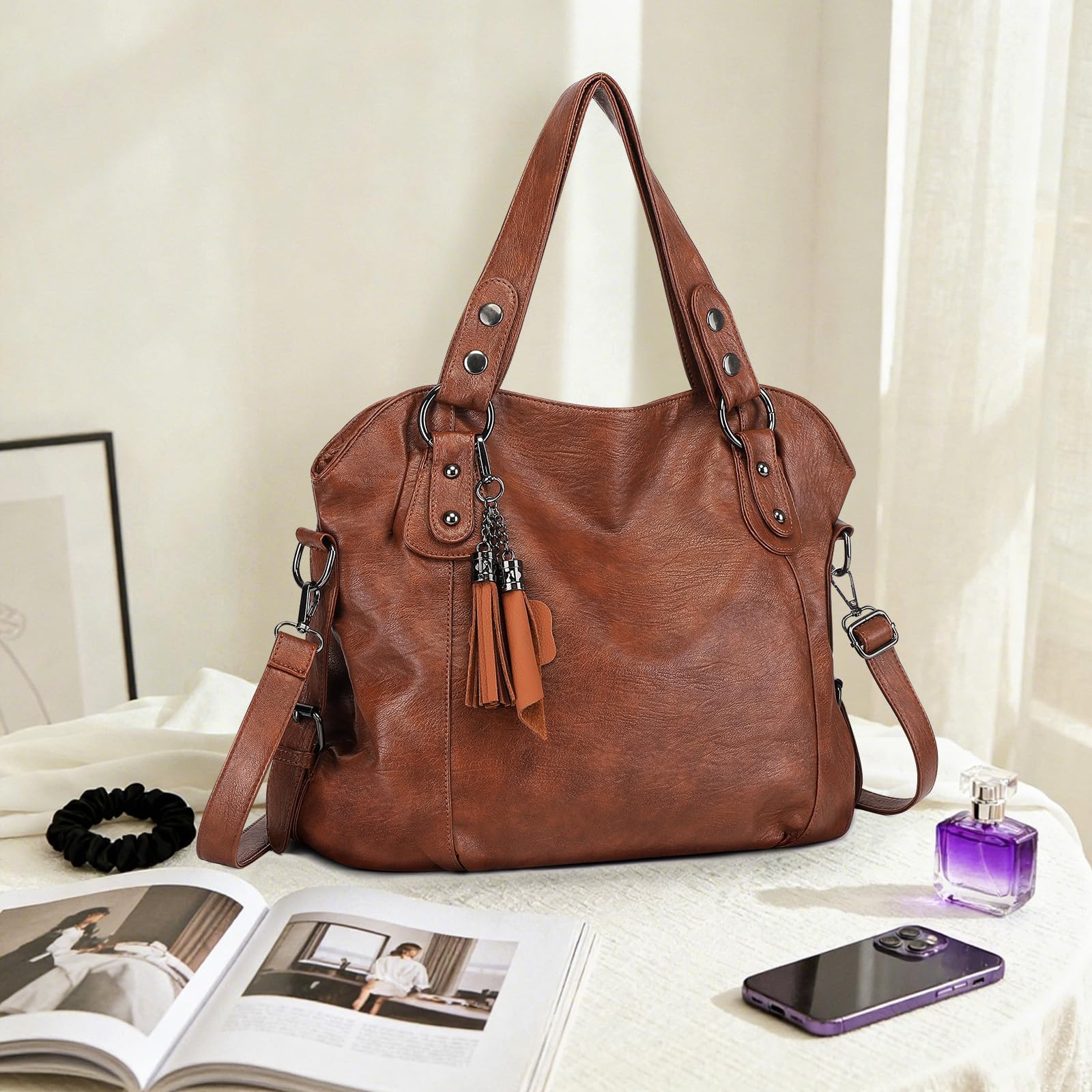 VINBAGGE Borsa Tote da Donna Borse a Tracolla Spalla Grande Elegante Borsa Shopper Borsetta Bauletto Spalla Multitasche per scuola, lavoro, shopping, viaggi, uso quotidiano