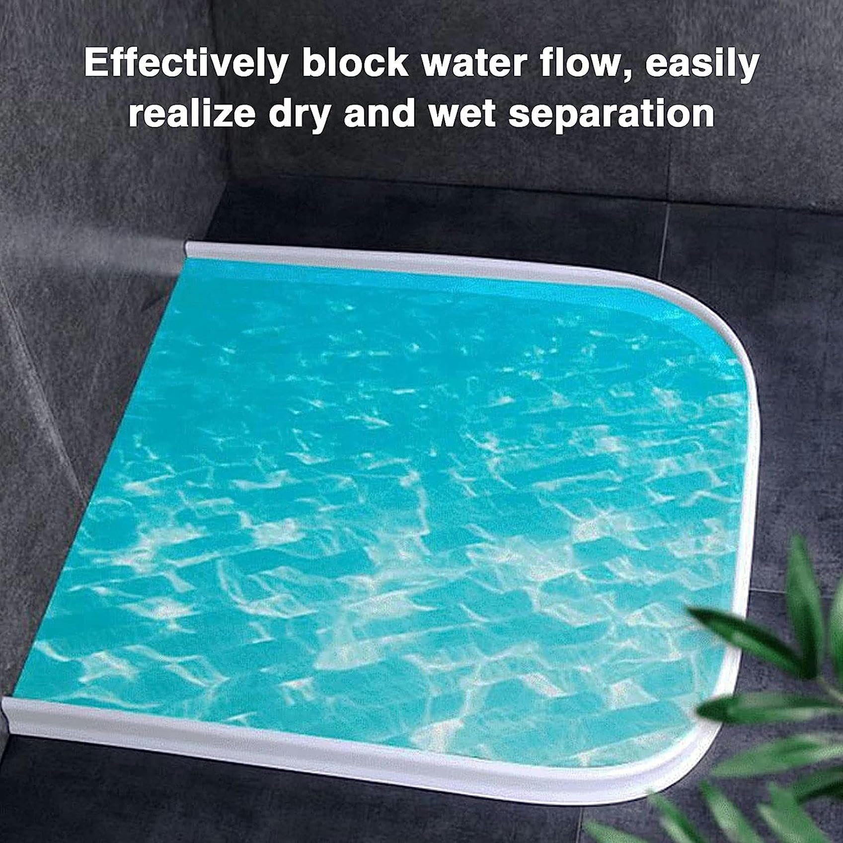 Junta de barrera de agua de ducha de silicona, tira autoadhesiva para umbral de habitación húmeda para separación seca y húmeda, retenedor de suelo plegable para baños