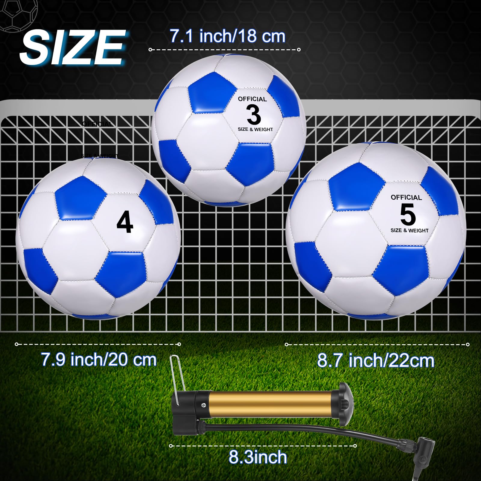 Libima 12 Pcs Soccer Balls with Pump Official Size 3/4/5 Soccer Ball Bulk for Child Adult School Sport Training Practice Back to School(Size 5,Red, Blue, Black)
