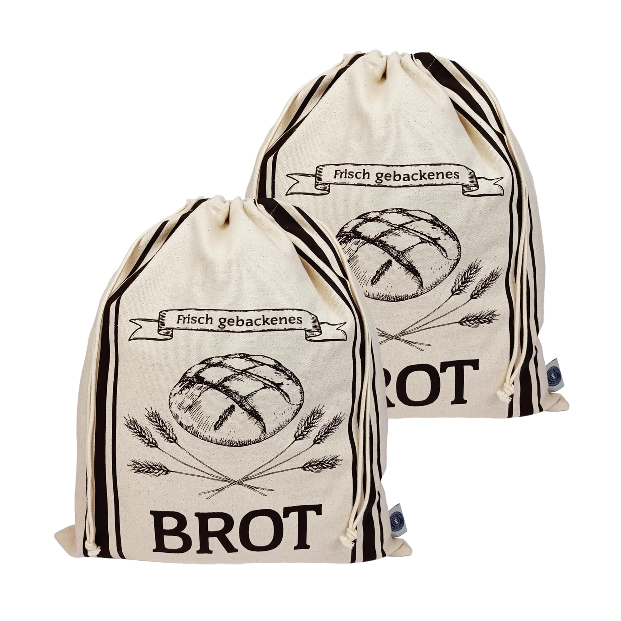 Brotbeutel Baumwolle 30 x 45 cm – Brotsack mit Kordelzug für Brot, Brötchen & Baguette – Atmungsaktive Brottasche, wiederverwendbarer Brotbeutel zur Brotaufbewahrung