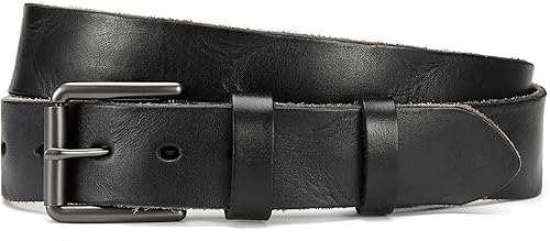 Miniatura 8 de YOETEY Cinturón de cuero de grano completo para hombre Cinturón casual de 1 12 pulgadas con cuero de vaca Hebilla enrollable con agujero ovalado