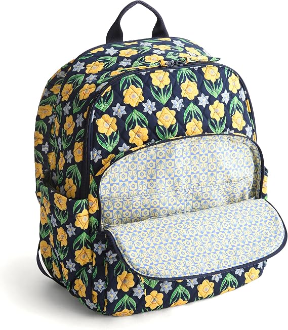 Vera Bradley Women's Premium Cotton Bancroft Backpack, Daffodils, One Size