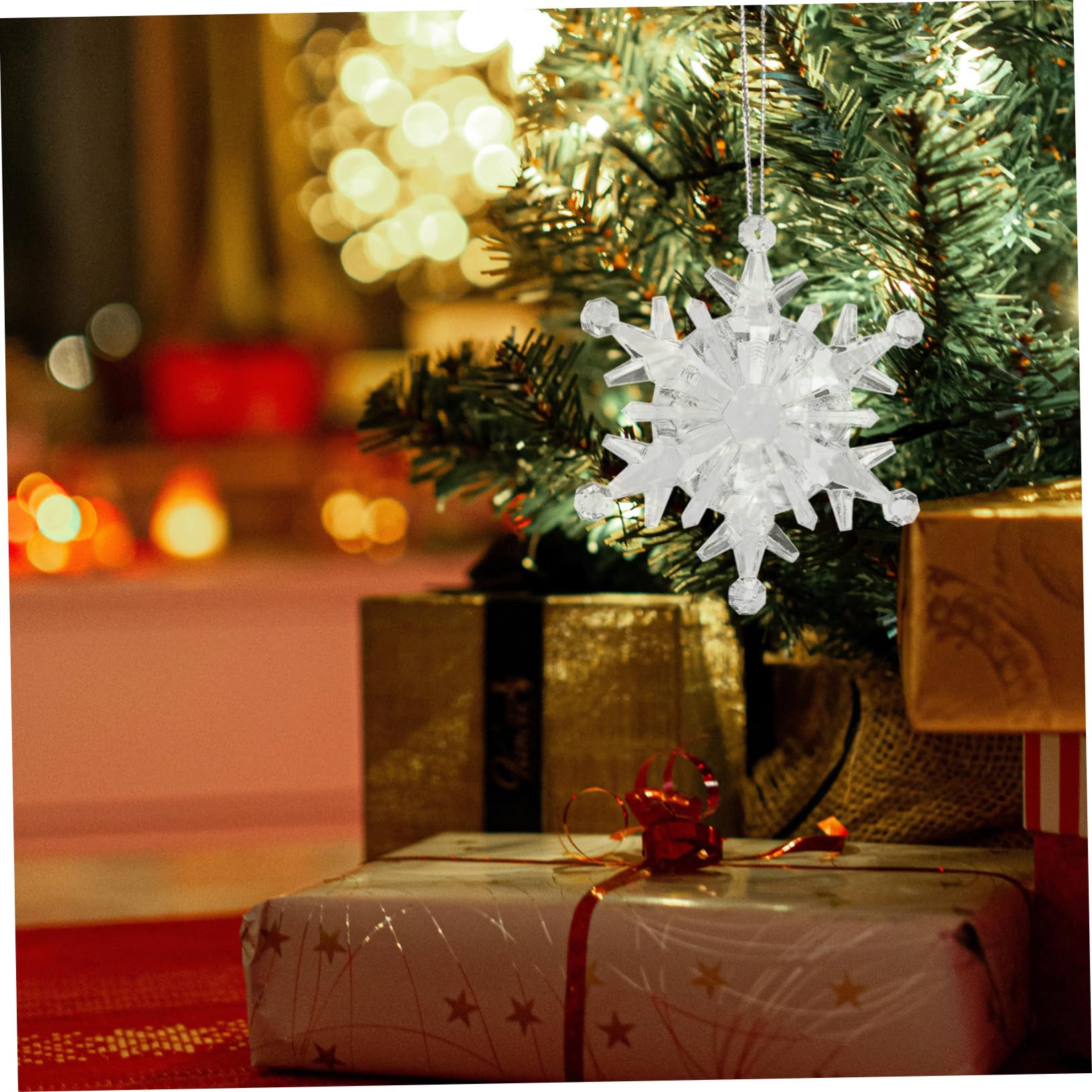 Alipis 50stücke Schneeflocke Anhänger aus Acryl Hängende Weihnachtsdeko Weihnachtsbaumschmuck für Fenster und Wand als Geschenk für Freunde und Familie