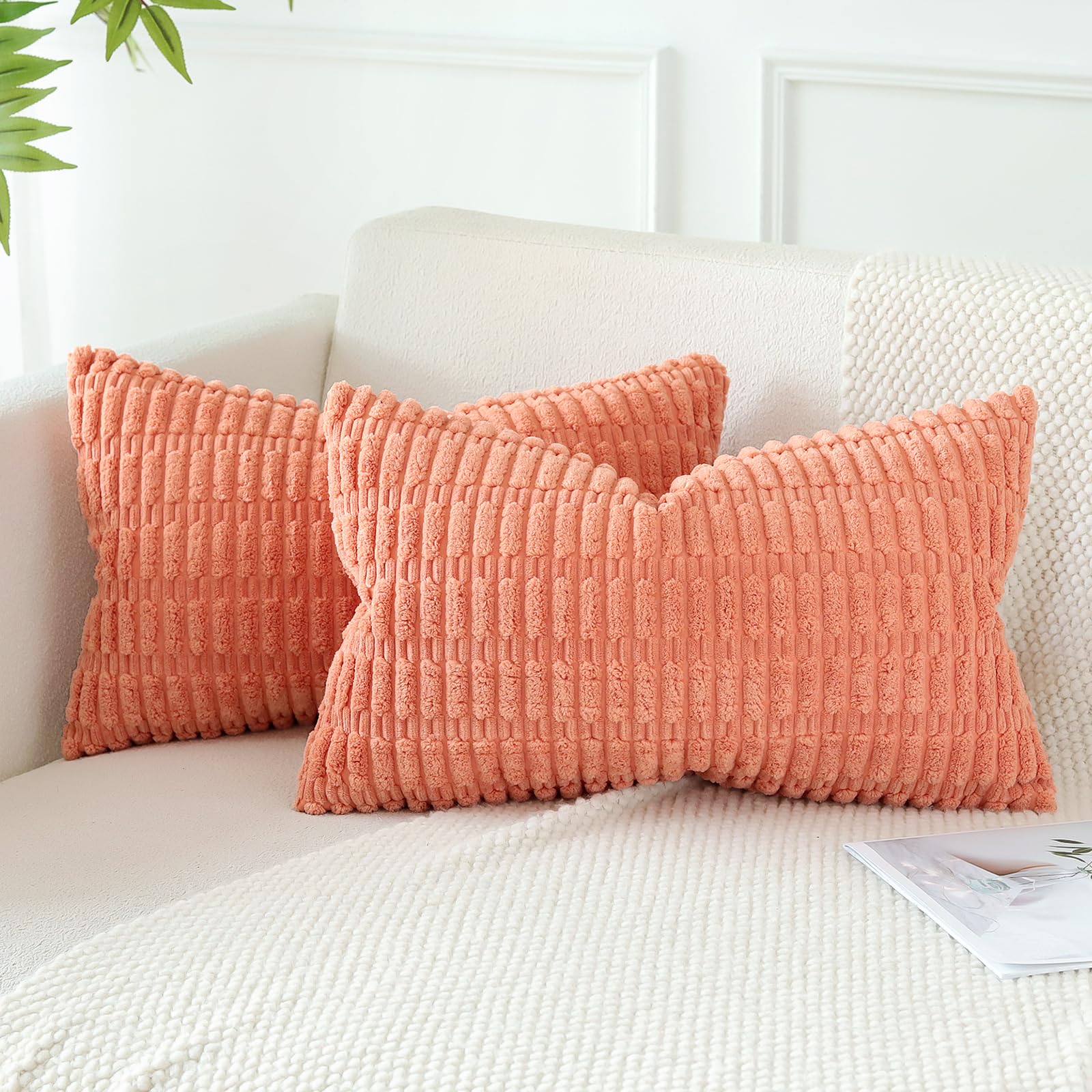 JOTOM Set van 2 corduroy kussenslopen, kussenovertrekken, decoratieve sierkussens, bankkussens, sierkussens, kussensloop, decoratieve kussenhoezen voor bank, woonkamer, 30 x 50 cm, rood JOTOM Set van 2 corduroy kussenslopen, kussenovertrekken, decoratieve sierkussens, bankkussens, sierkussens, kussensloop, decoratieve kussenhoezen voor bank, woonkamer, 30 x 50 cm, rood