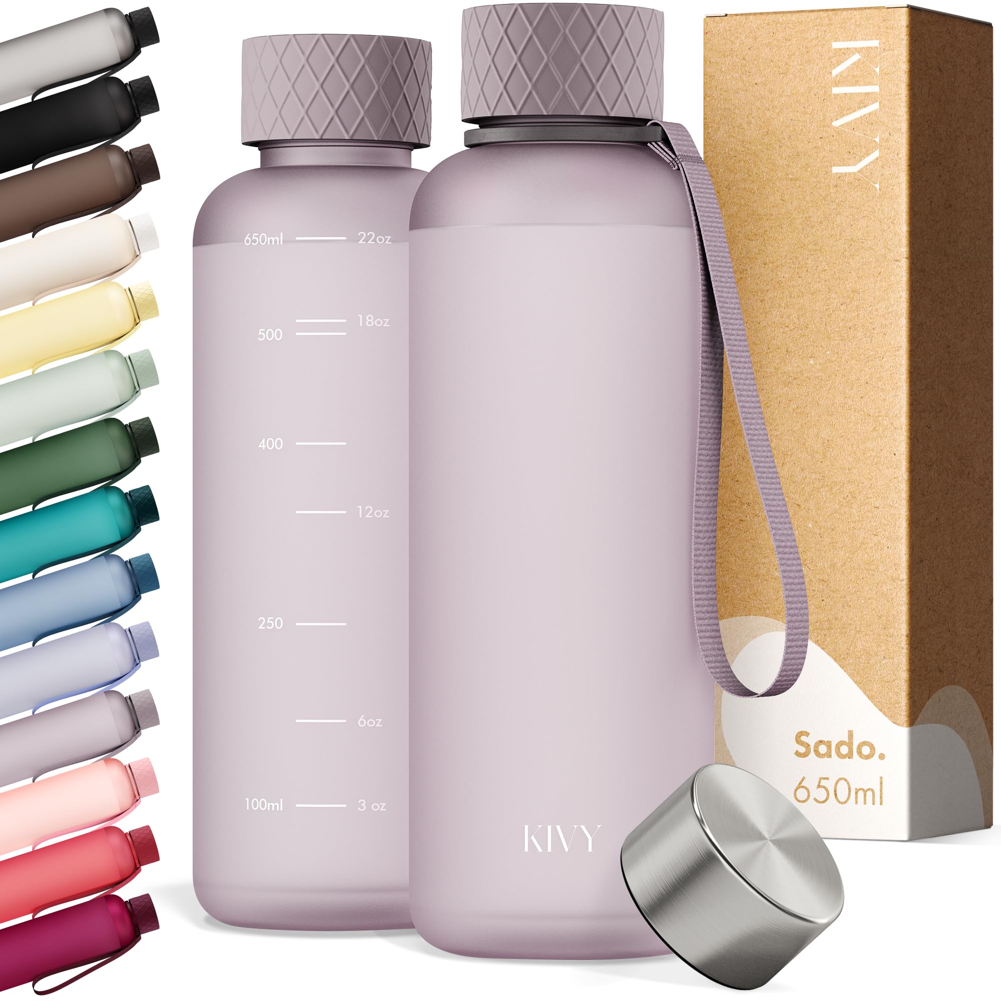 KIVY Borraccia 650ml - Antigoccia e Antiurto – Perfetta per Sport, Scuola e Ufficio - Borraccia Palestra piccola - Bottiglia - Bottiglia Acqua - Plastica Borracce Sportiva - Senza BPA - Viola
