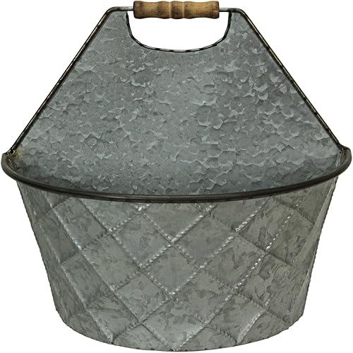 Miniatura 3 de Things2Die4 Juego de 2 macetas rústicas de metal galvanizado grandes y pequeñas para colgar en la pared