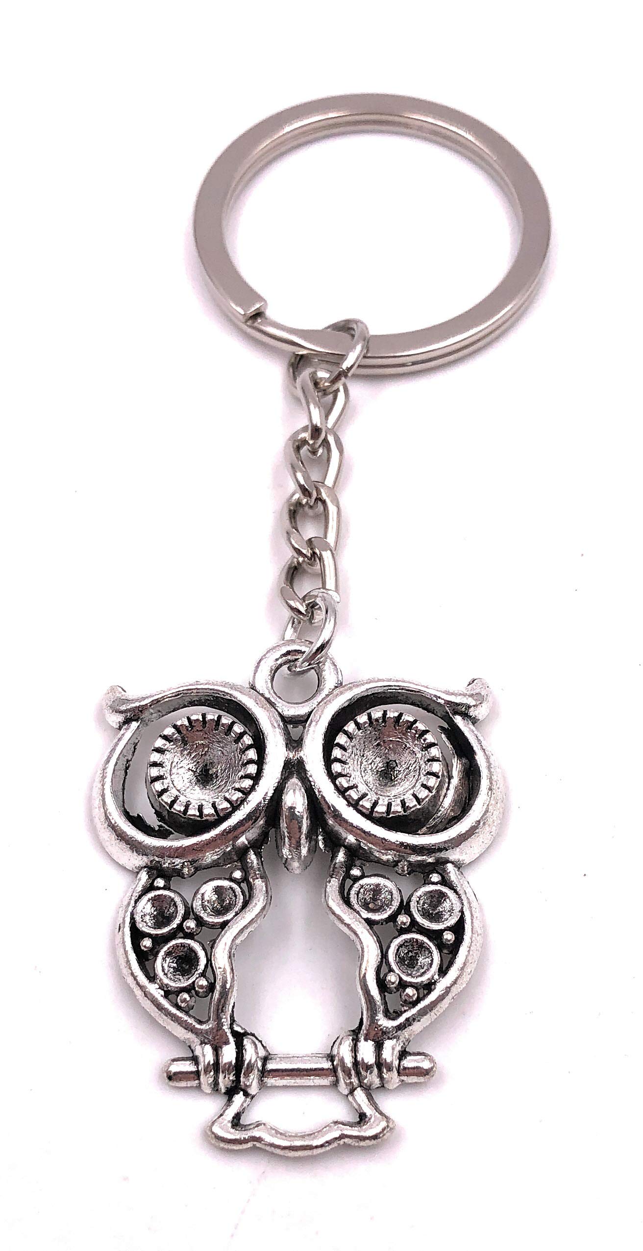 H-Customs Silver Owl Eagle Owl Kautz Big Eyes Pattern Key Chain Pendant