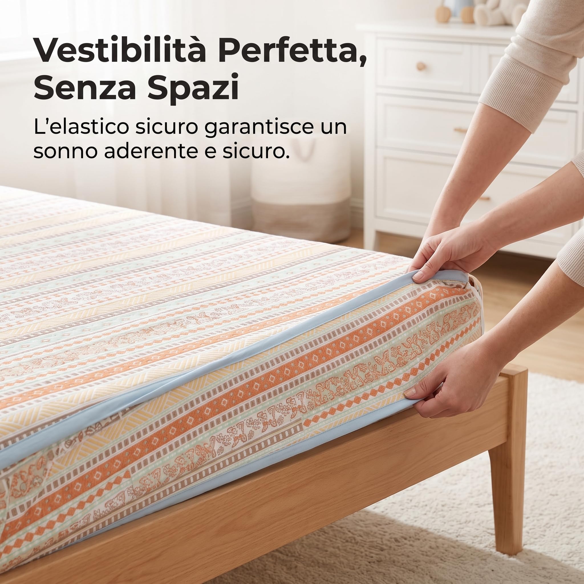 Lenzuo con Angoli in Cotone, Lenzuolo Lettino Reversibile per Culla/Carrozzina, Trama Jacquard 40s, 180 * 80cm