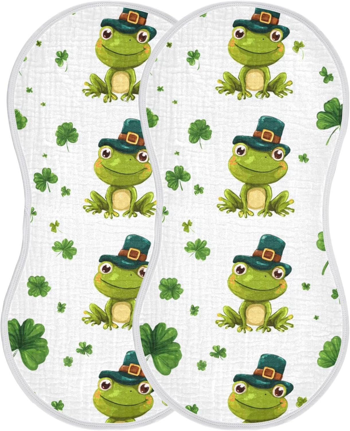 Shamrock Leaves Kawaii Frog Burp Cloths Baby Boys Girls Absorbent Soft Cotton Burping Cloths Rags 4 Pack