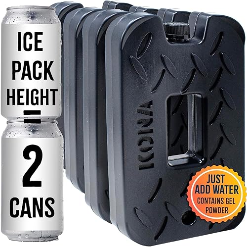 Miniatura 2 de Kona Paquete de hielo negrohielo de 2 libras para enfriadores, diseño de larga duración, paquete de hielo reutilizable y recongelable (4)