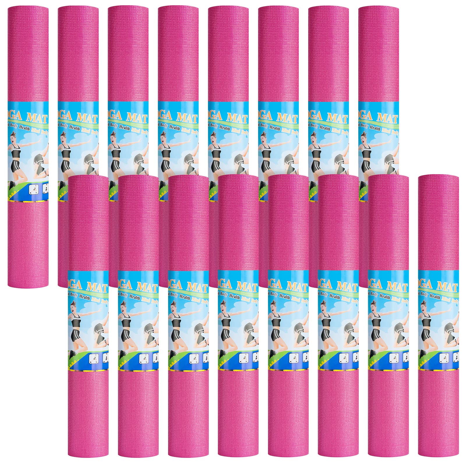 Funtery 16 Pack 3 mm Thick Yoga Mat Exercise Workout Mat Non Slip Fitness Pad for Women Gym Home Yoga Pilates