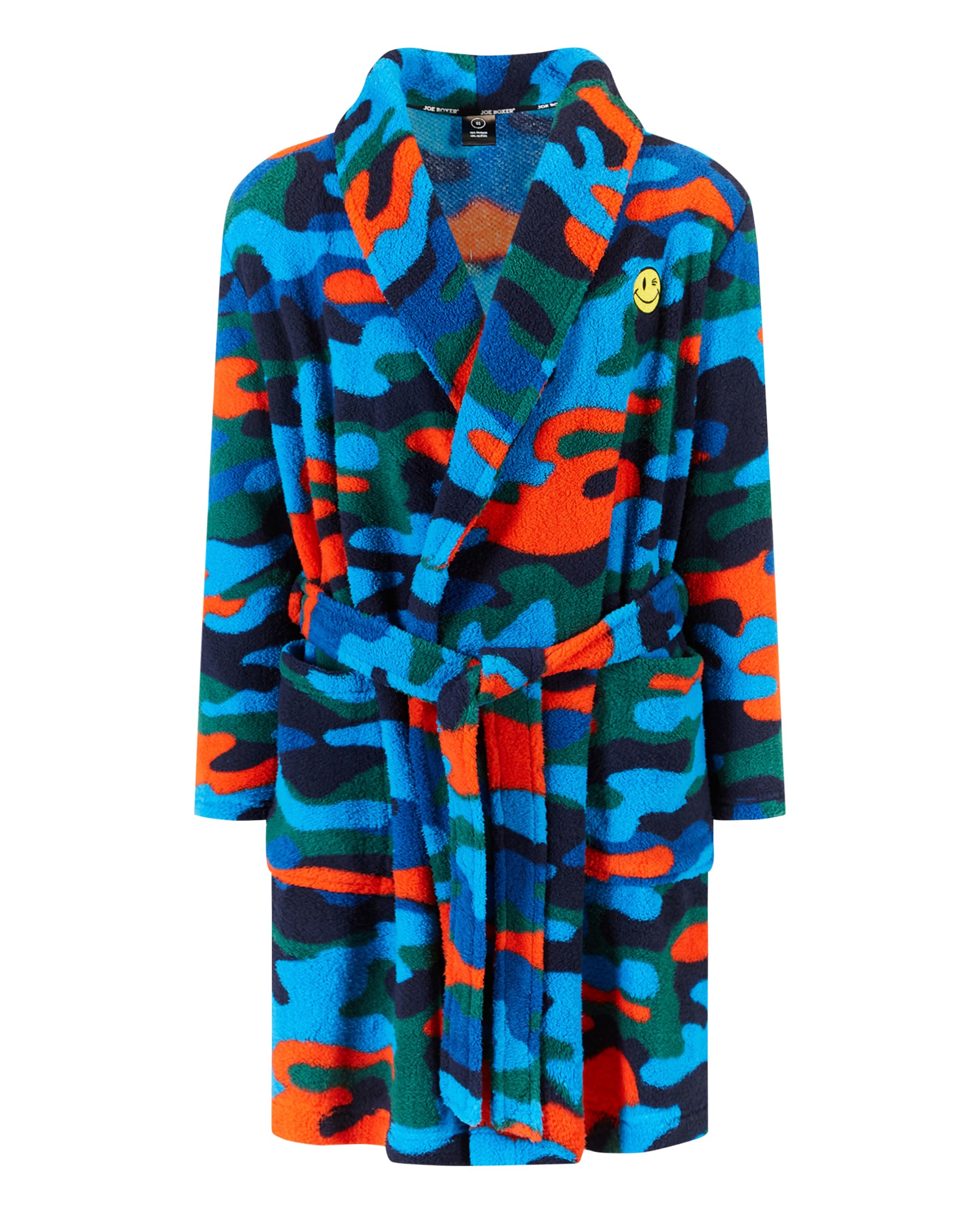 JOE BOXER Warm Sherpa Mens Robe Plush, Soft Sherpa Robe, Cozy Gifts for Men (Blue Camo, One Size)