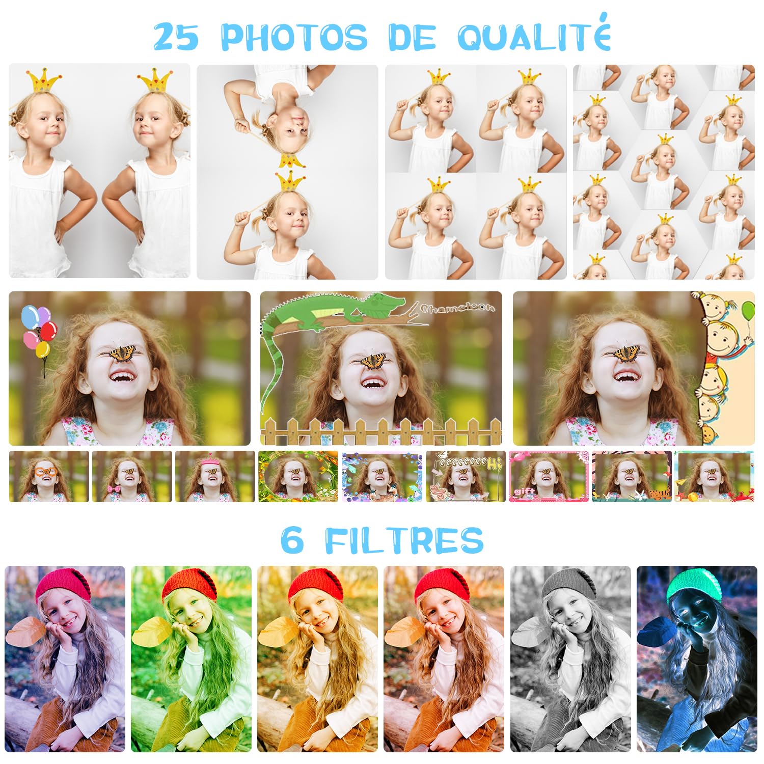 ARNSSIEN Appareil Photo Enfant avec Grand Écran 2,4" et Objectif Pivotant 180°,Appareil Photo Numérique Enfant pour Filles et Garçons de 3 à 12 Ans,Cadeau Anniversaire ou Fête,X101
