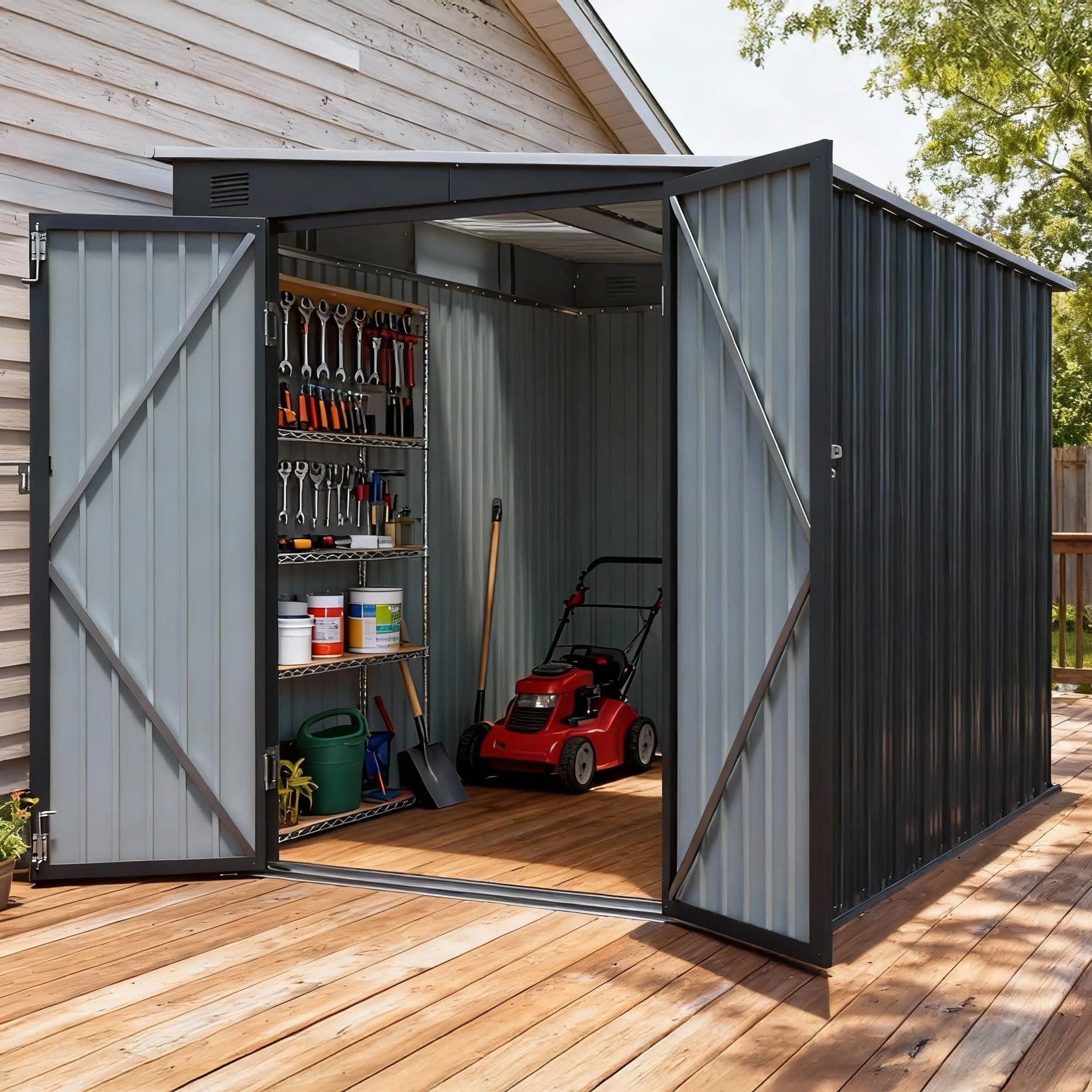 Amazon.com : Jaxenor 6x8 FT Metal Shed with Skylight, Lean to