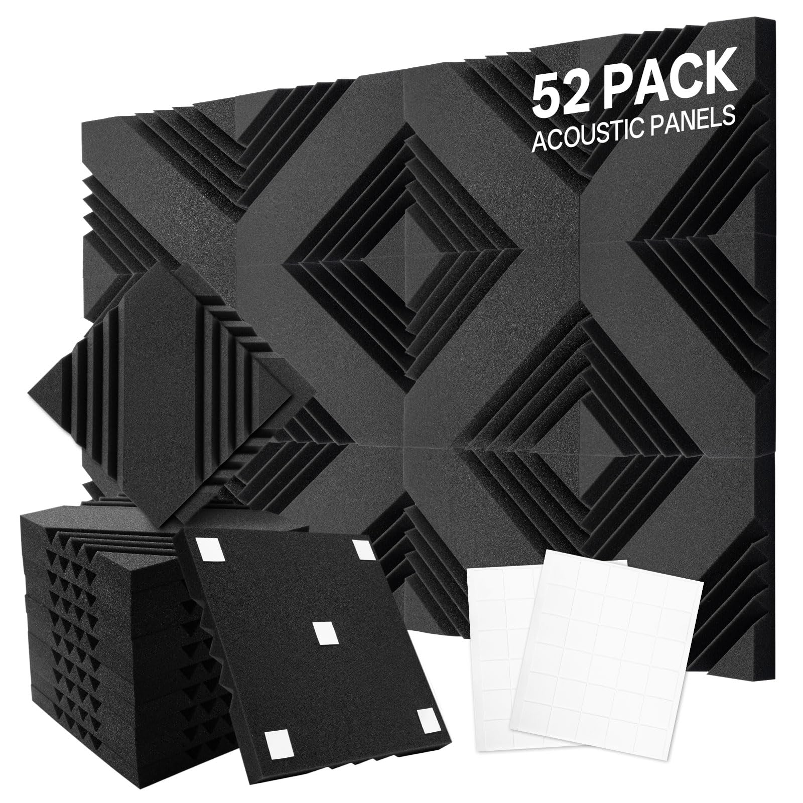 Snapklik.com : VallisCo 52 Pack Acoustic Panels 1 X 12 X 12 Inch ...