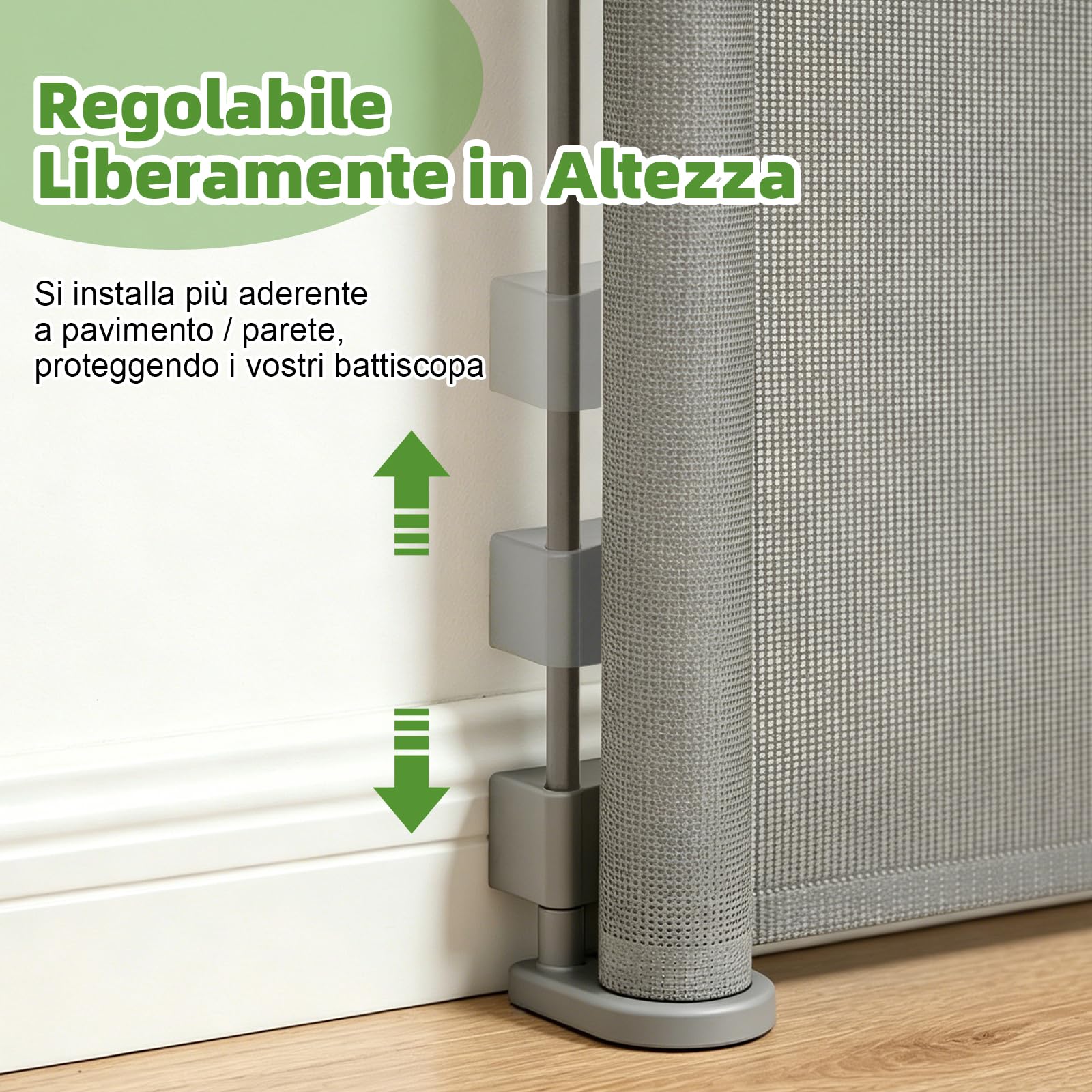Cancelletto di Sicurezza Retrattile per Bambini 0-150 cm per Cani Scale Corridoi Interni Esterni Grigio