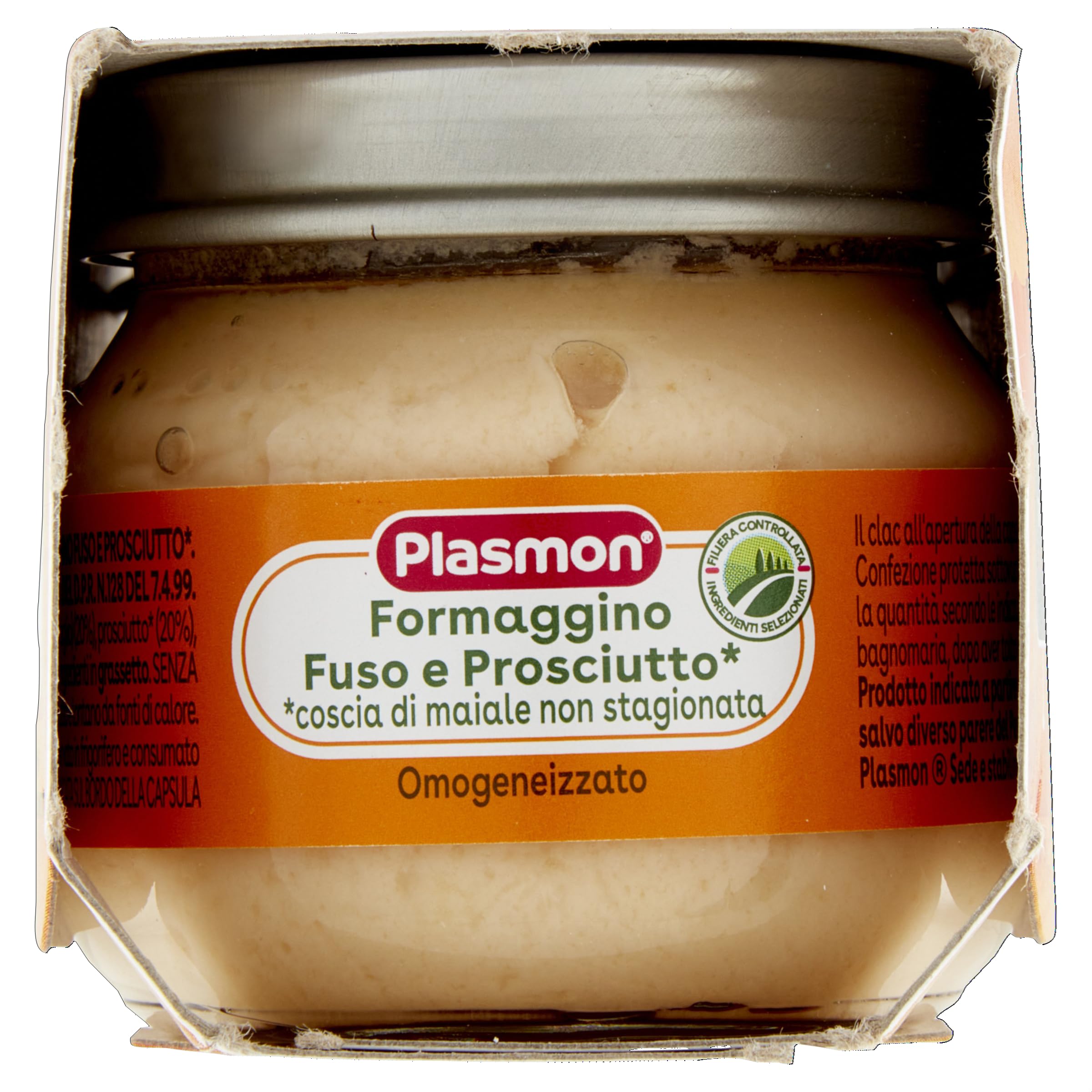 Plasmon Omogeneizzato Formaggino Fuso e Prosciutto 80g 24 Vasetti Con formaggi selezionati, senza aromi aggiunti