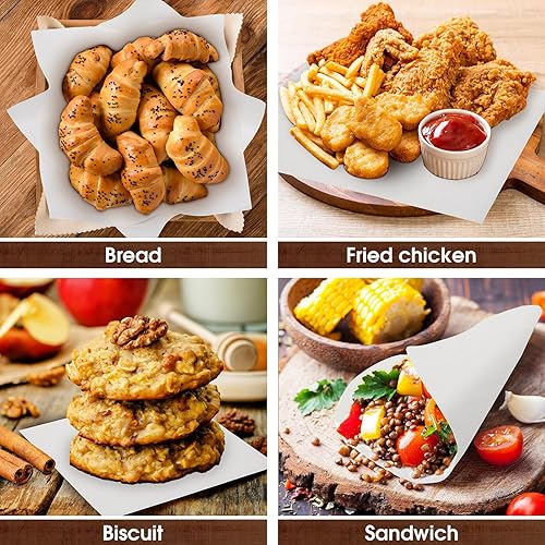 Miniatura 40 de Spakon 1000 hojas de papel encerado para alimentos de 12 x 12 pulgadas a cuadros encerados secos para envolver sándwich, revestimientos de cestas