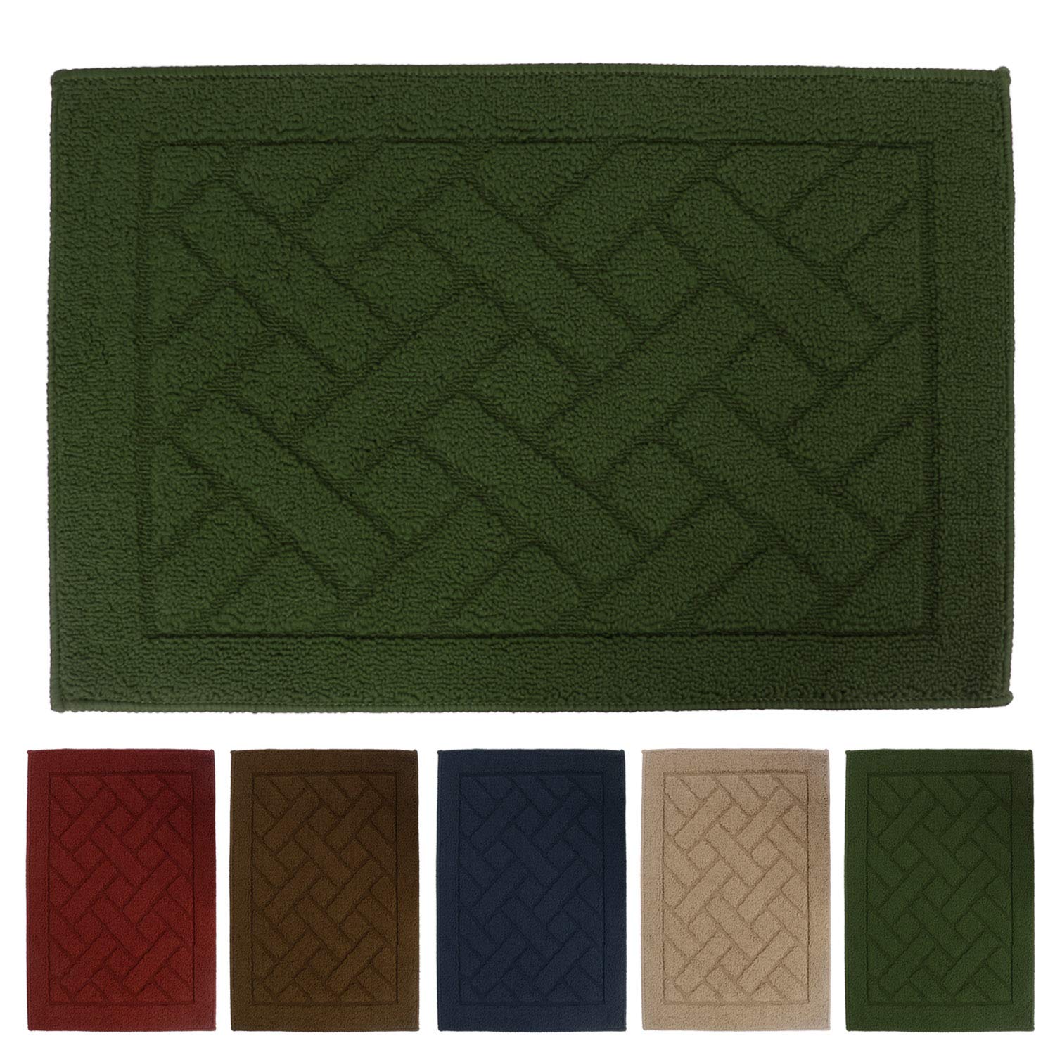 HOKIPO Modern Mat (Green, Polypropylene Fiber, Large)